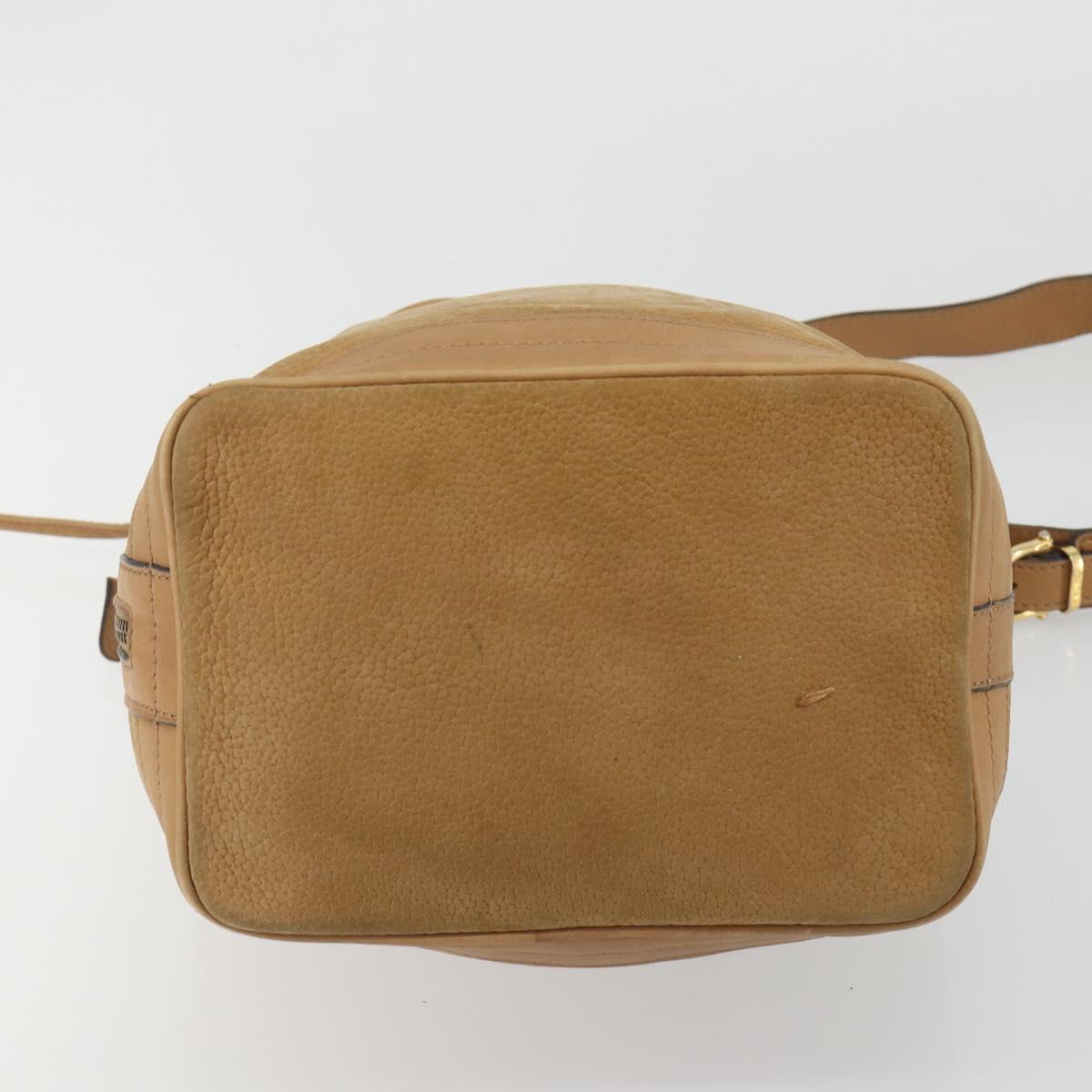 CELINE Shoulder Bag Leather Beige Gold Auth 194005