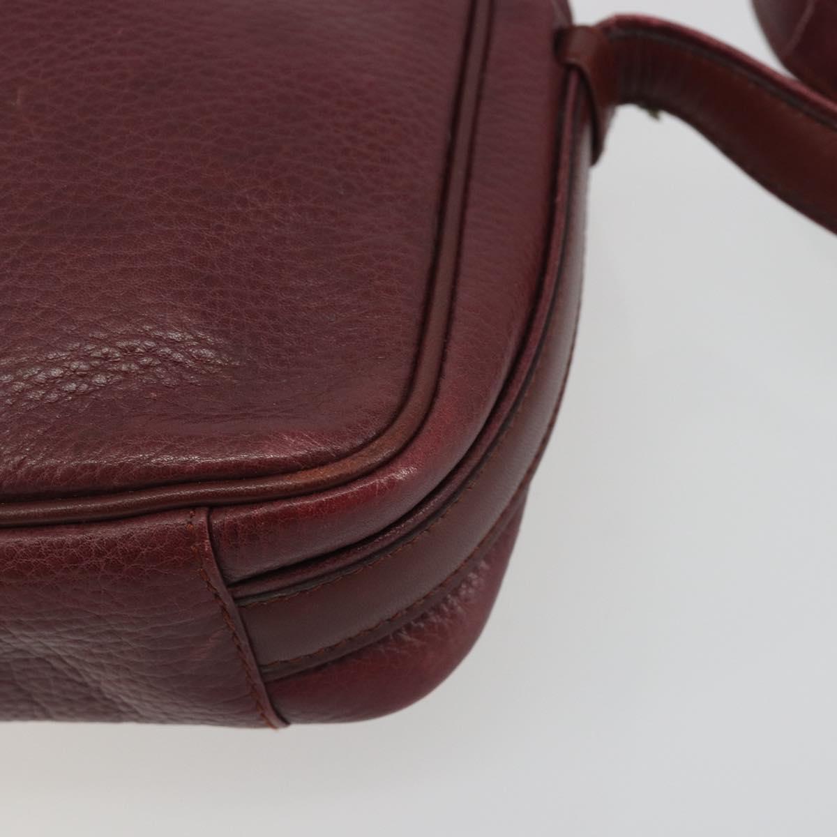 CARTIER Must Line Shoulder Bag Leather Bordeaux Gold Auth 194006