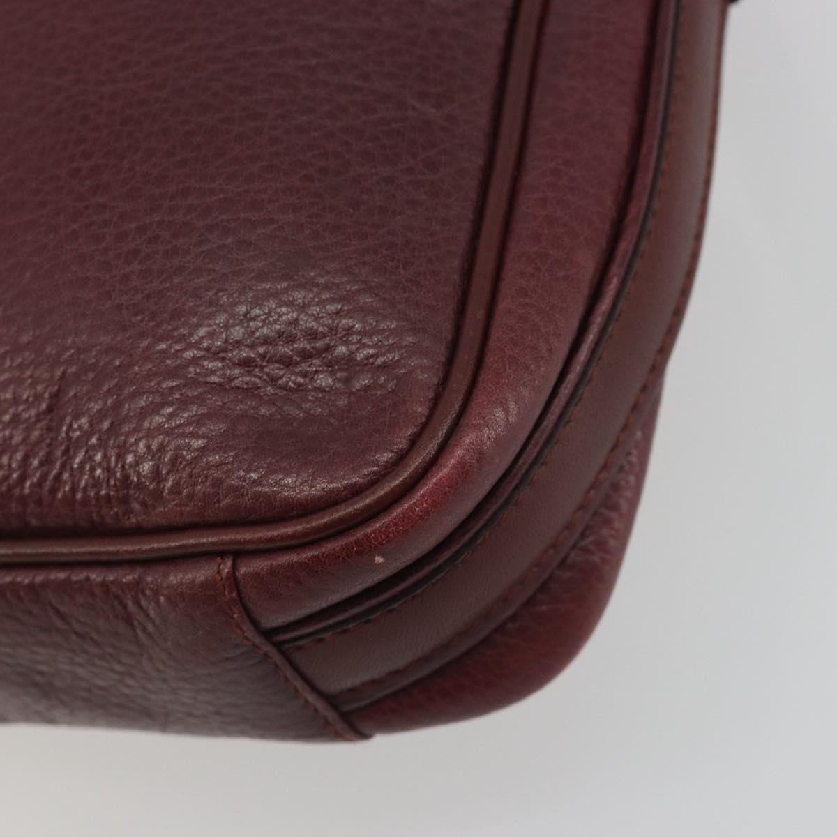 CARTIER Must Line Shoulder Bag Leather Bordeaux Gold Auth 194006