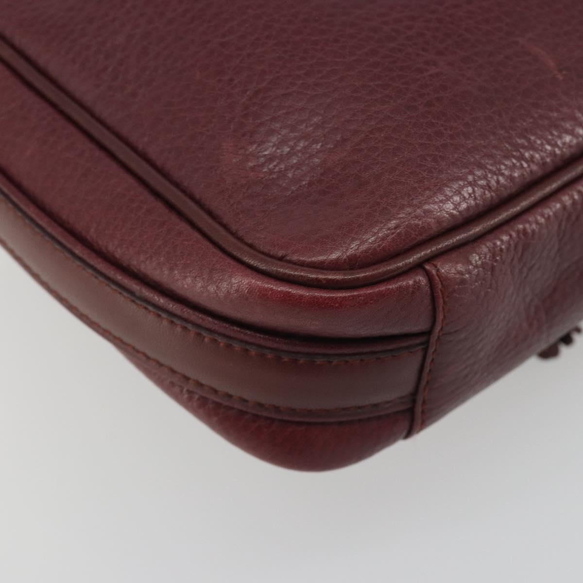 CARTIER Must Line Shoulder Bag Leather Bordeaux Gold Auth 194006