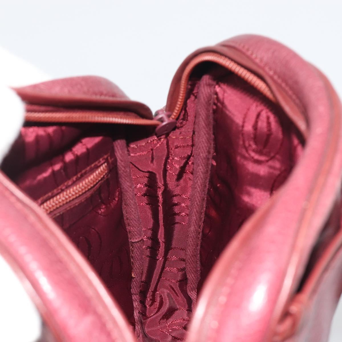 CARTIER Must Line Shoulder Bag Leather Bordeaux Gold Auth 194006