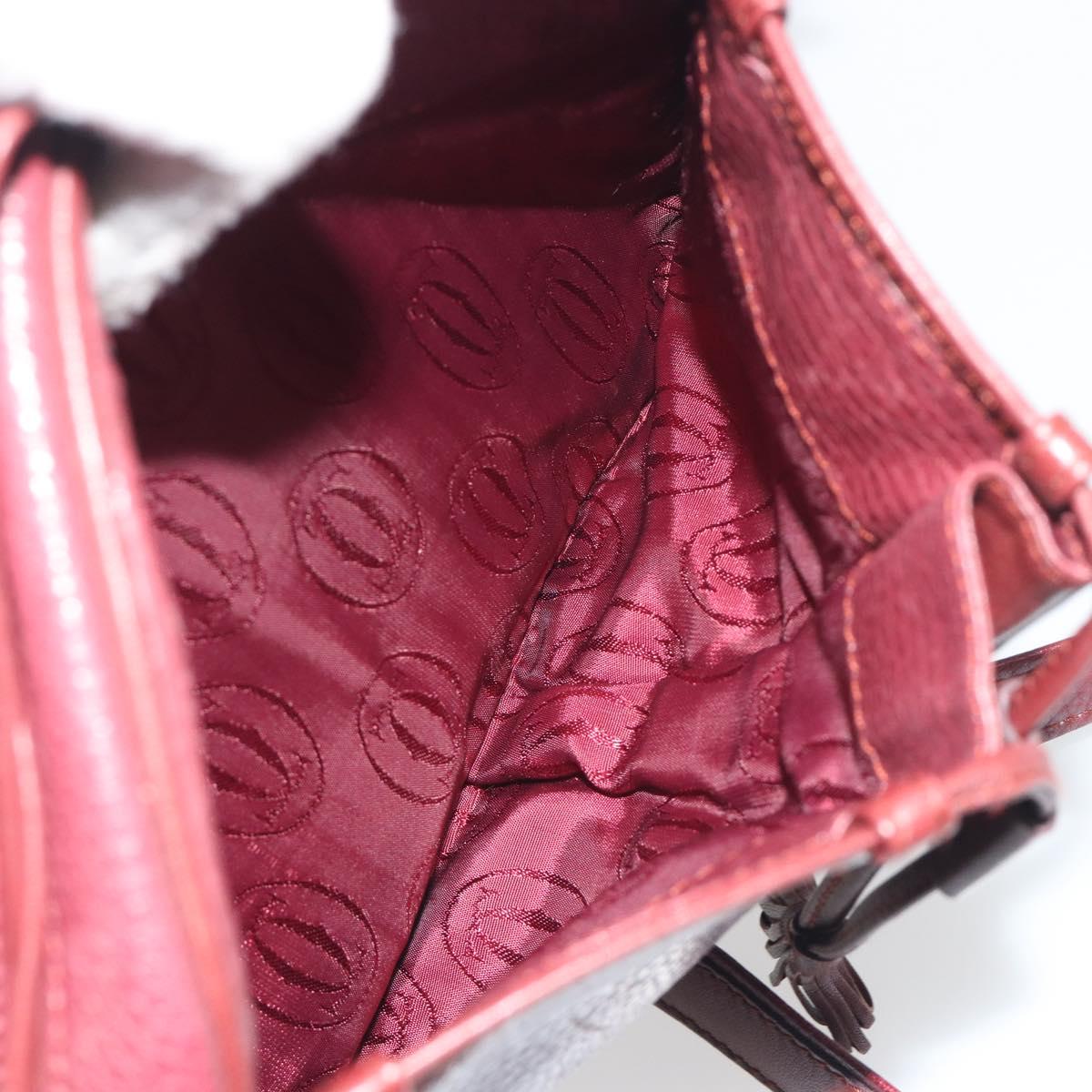 CARTIER Must Line Shoulder Bag Leather Bordeaux Gold Auth 194006