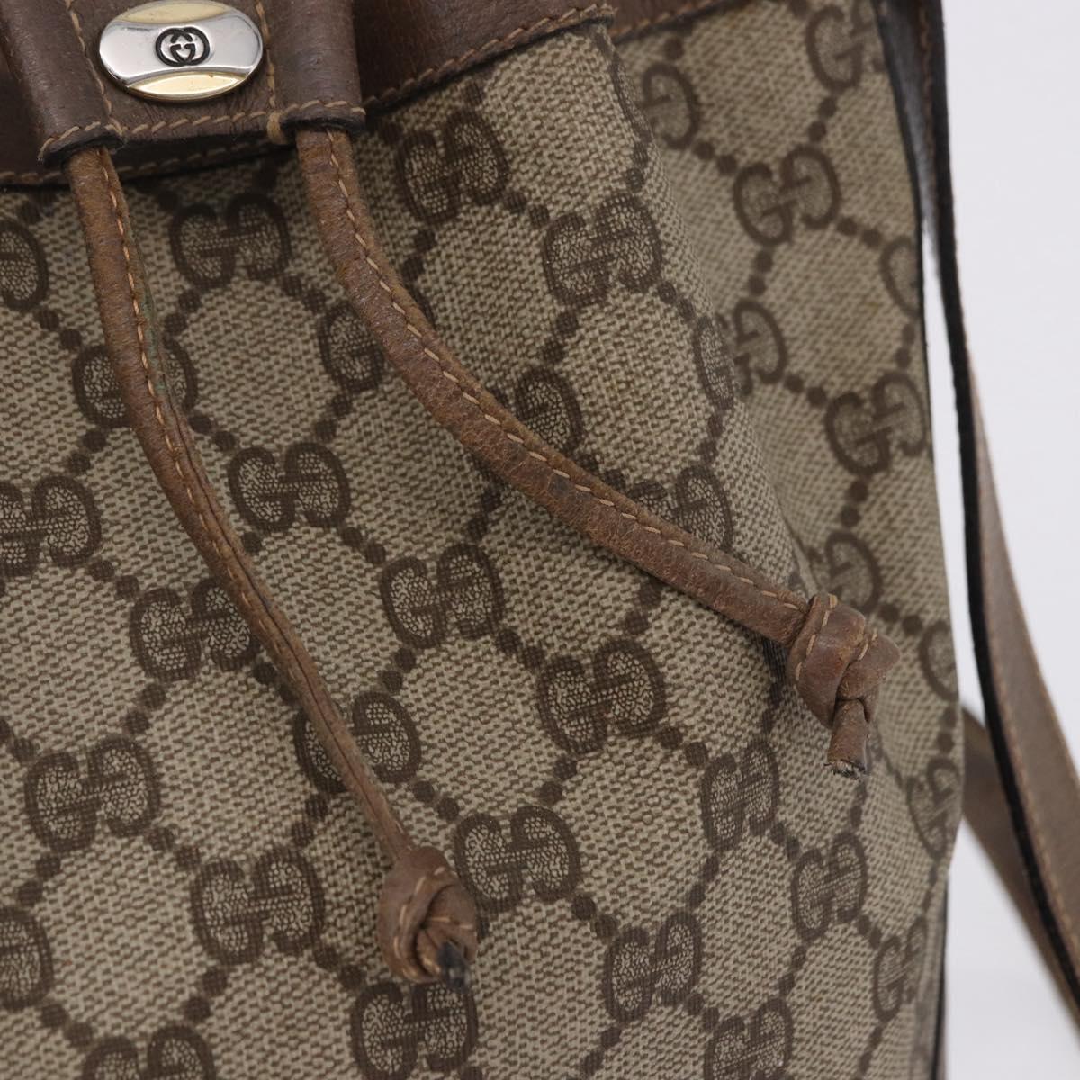 GUCCI GG Supreme Web Sherry Line Bag PVC Beige Gold 41 02 034 Auth 194011