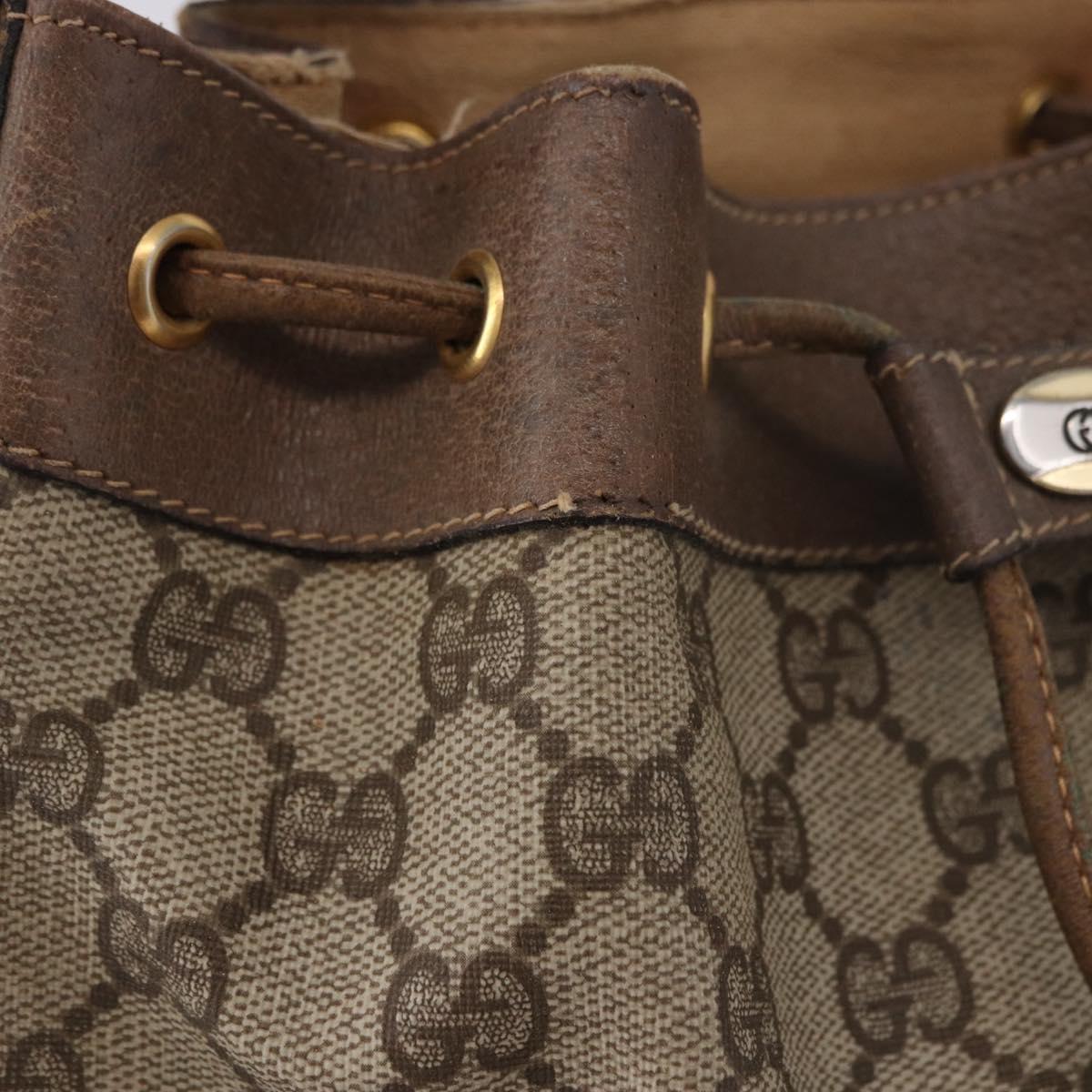 GUCCI GG Supreme Web Sherry Line Bag PVC Beige Gold 41 02 034 Auth 194011