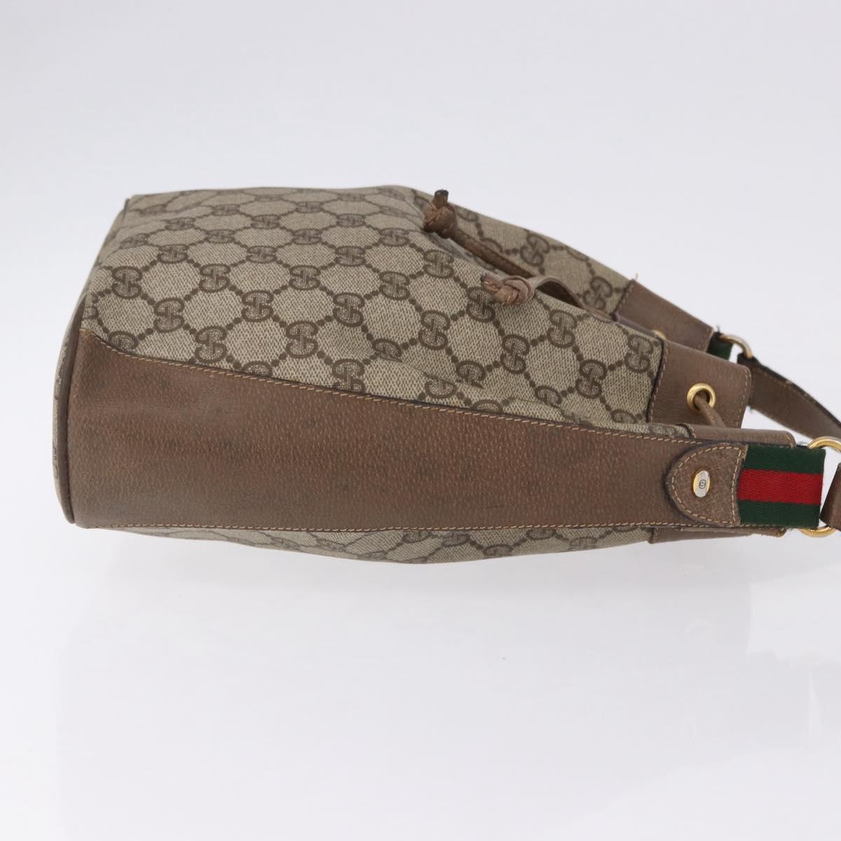 GUCCI GG Supreme Web Sherry Line Bag PVC Beige Gold 41 02 034 Auth 194011