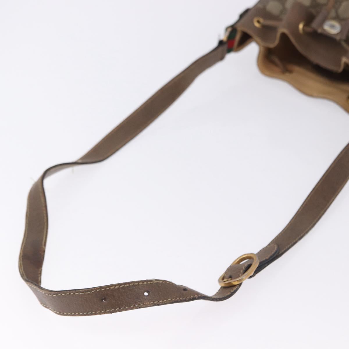GUCCI GG Supreme Web Sherry Line Bag PVC Beige Gold 41 02 034 Auth 194011