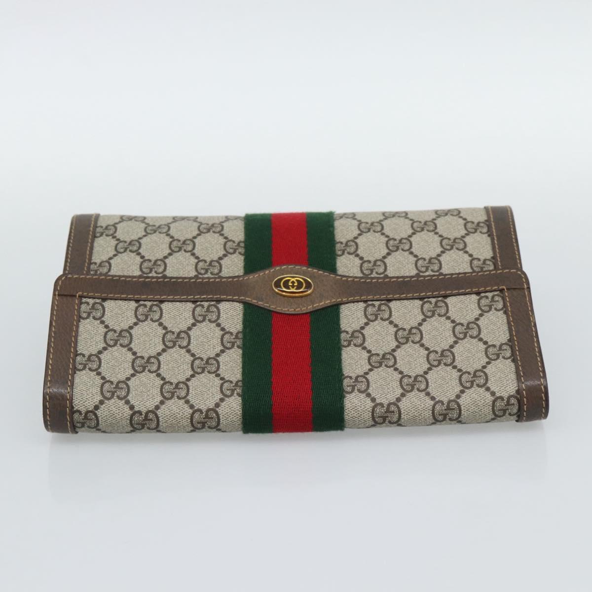 GUCCI GG Supreme Web Sherry Line Bag PVC Beige Gold 378 014 3087 Auth 194012