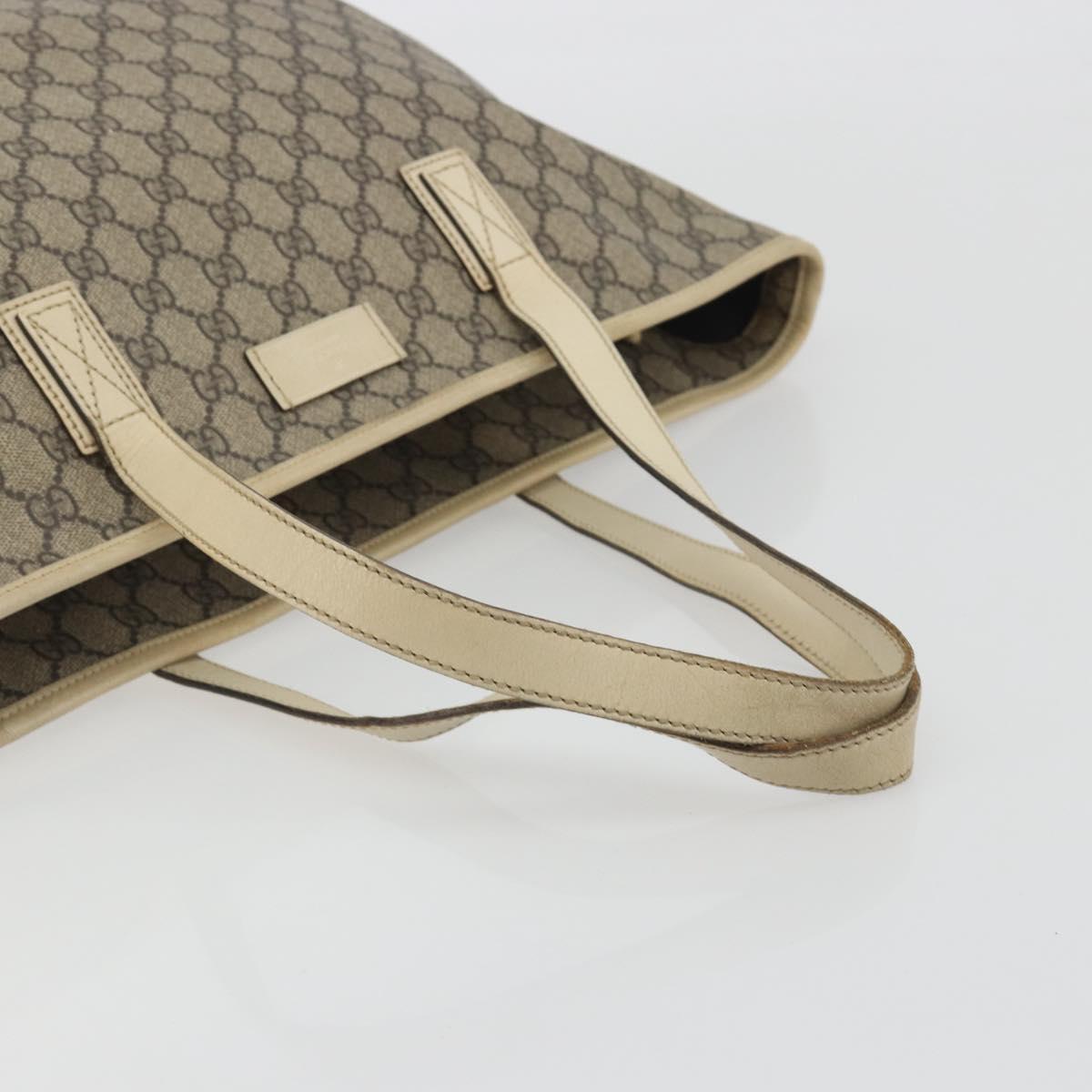 GUCCI GG Supreme Tote Bag PVC Beige 211137 Auth 194013