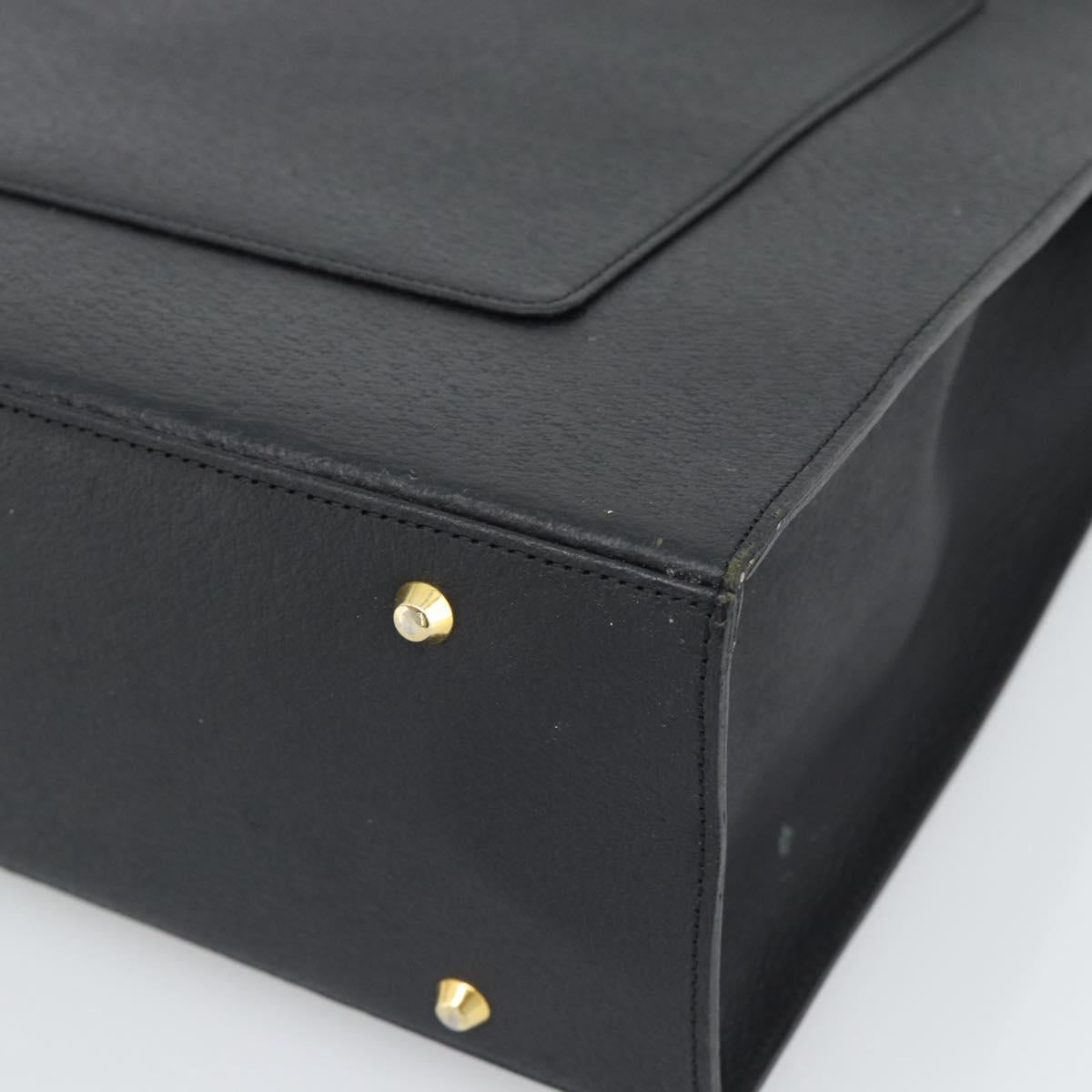 SAINT LAURENT Tote Bag Leather Black Gold Auth 194015