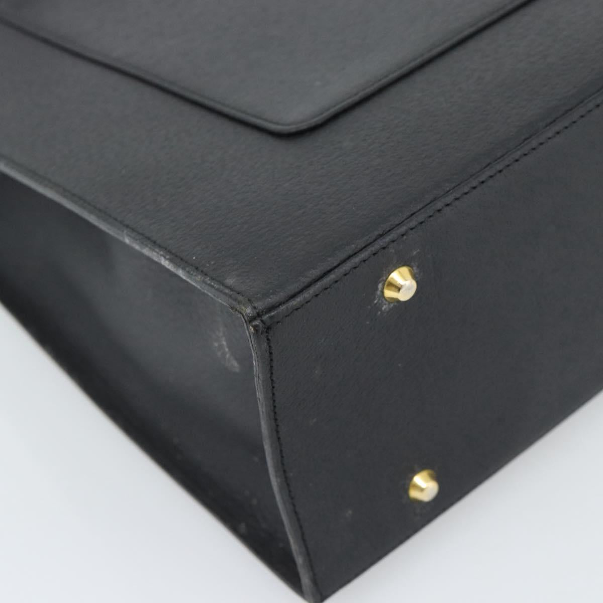 SAINT LAURENT Tote Bag Leather Black Gold Auth 194015