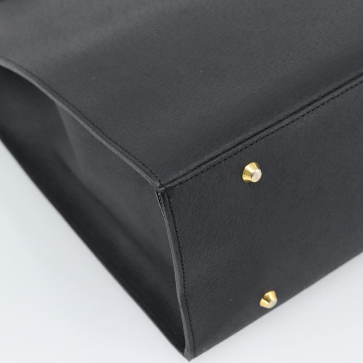 SAINT LAURENT Tote Bag Leather Black Gold Auth 194015