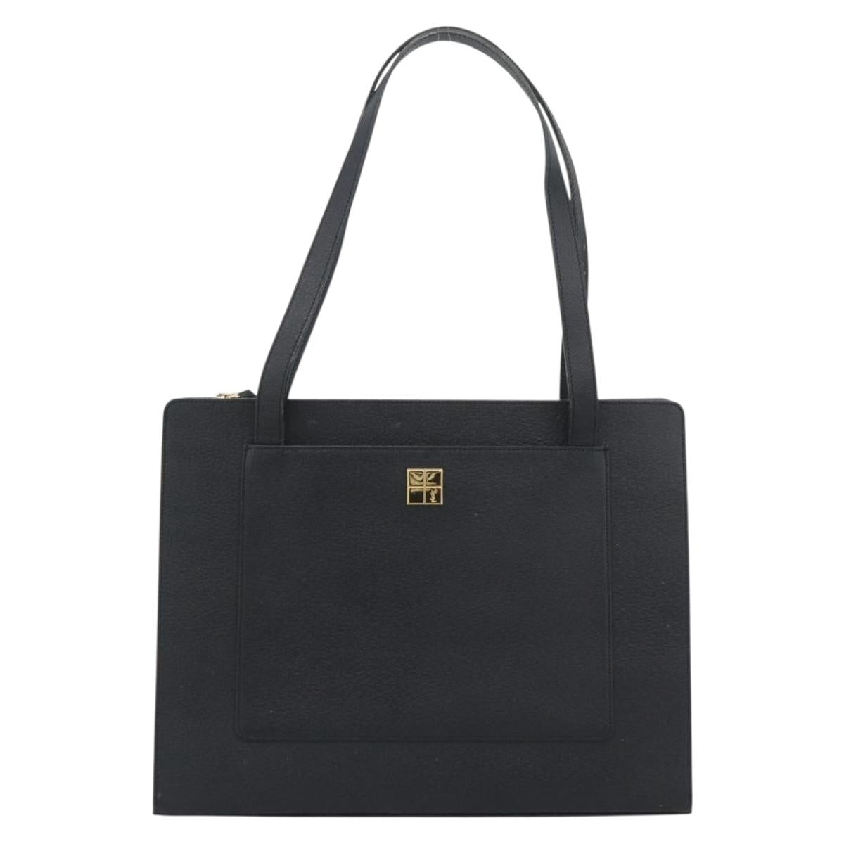 SAINT LAURENT Tote Bag Leather Black Gold Auth 194015