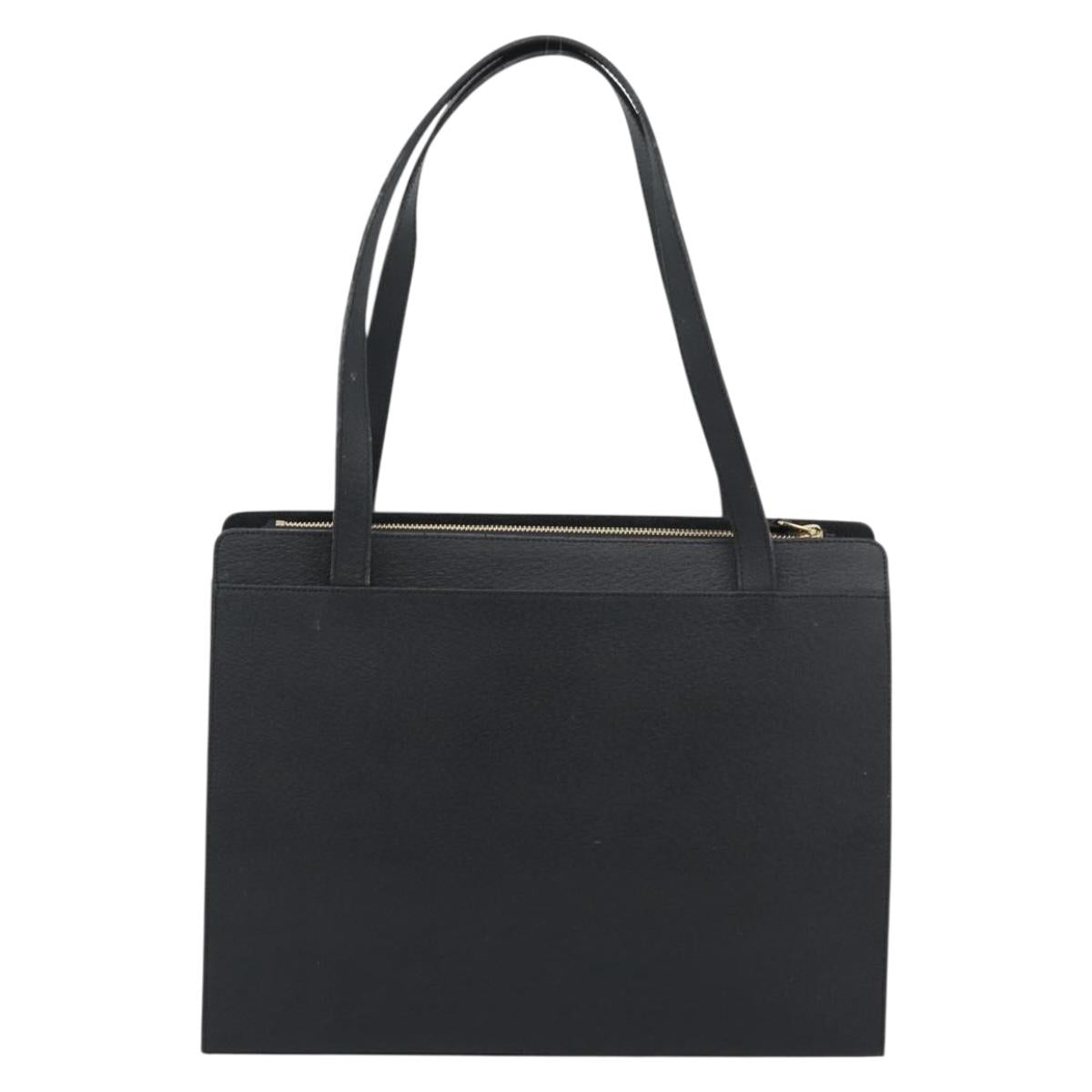 SAINT LAURENT Tote Bag Leather Black Gold Auth 194015