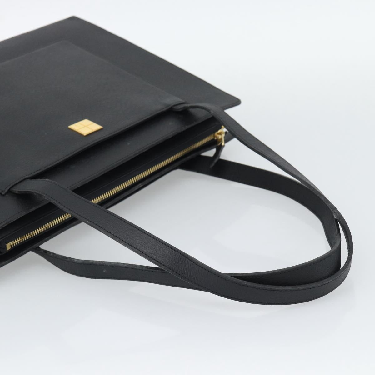 SAINT LAURENT Tote Bag Leather Black Gold Auth 194015