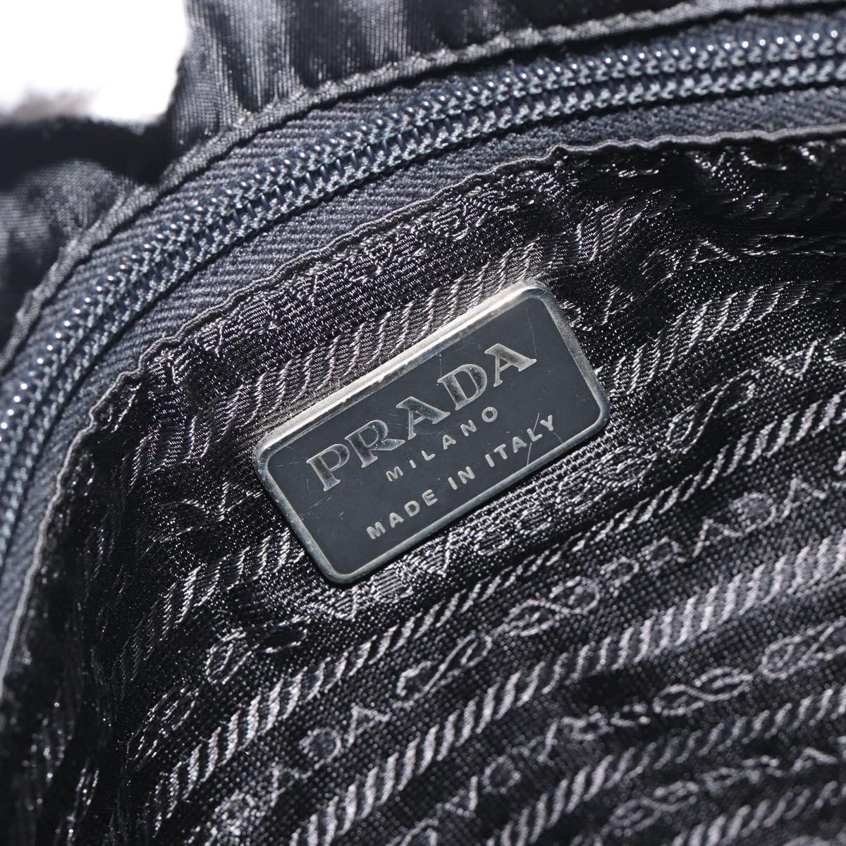 PRADA Hand Bag Nylon Black Silver Auth 194017