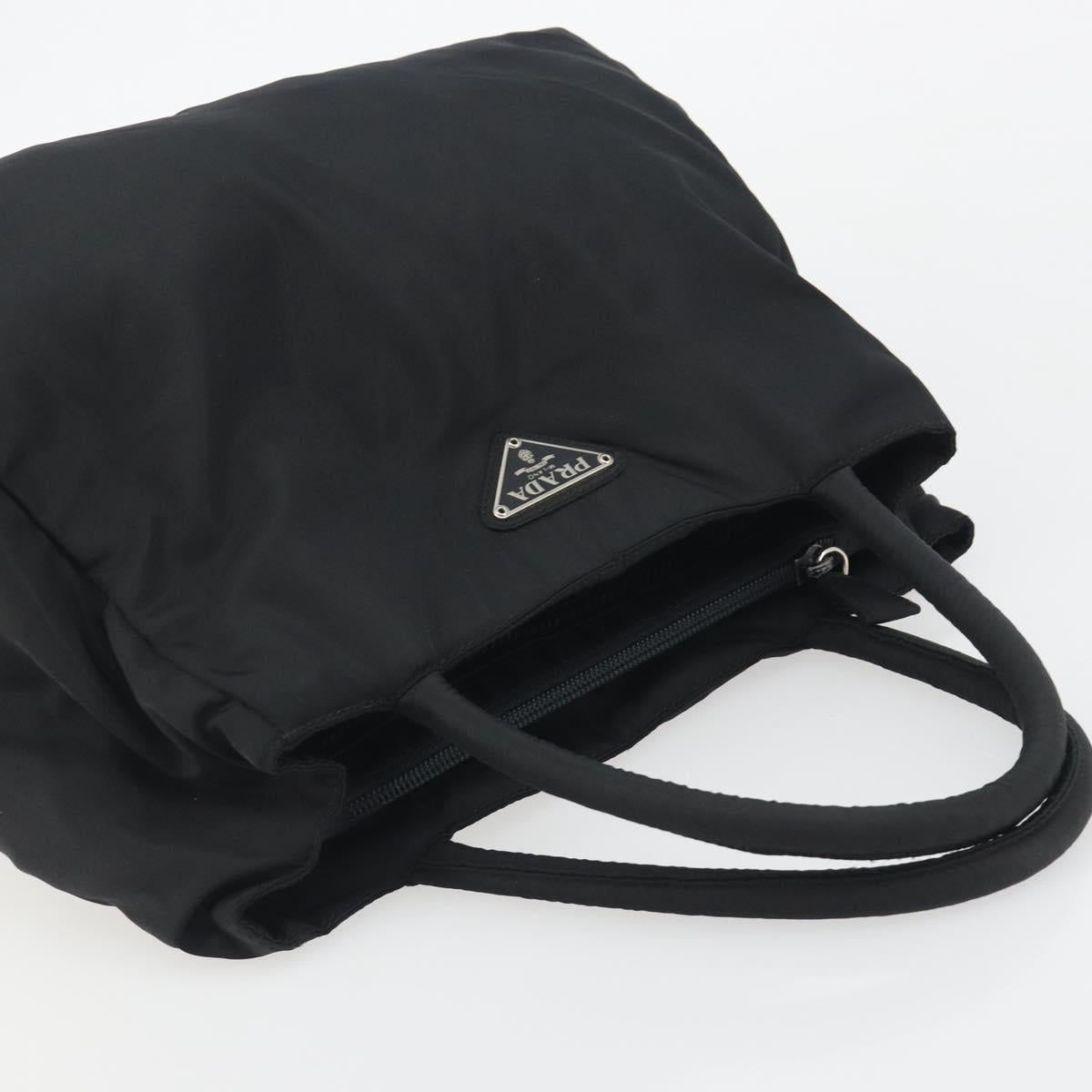 PRADA Hand Bag Nylon Black Silver Auth 194017