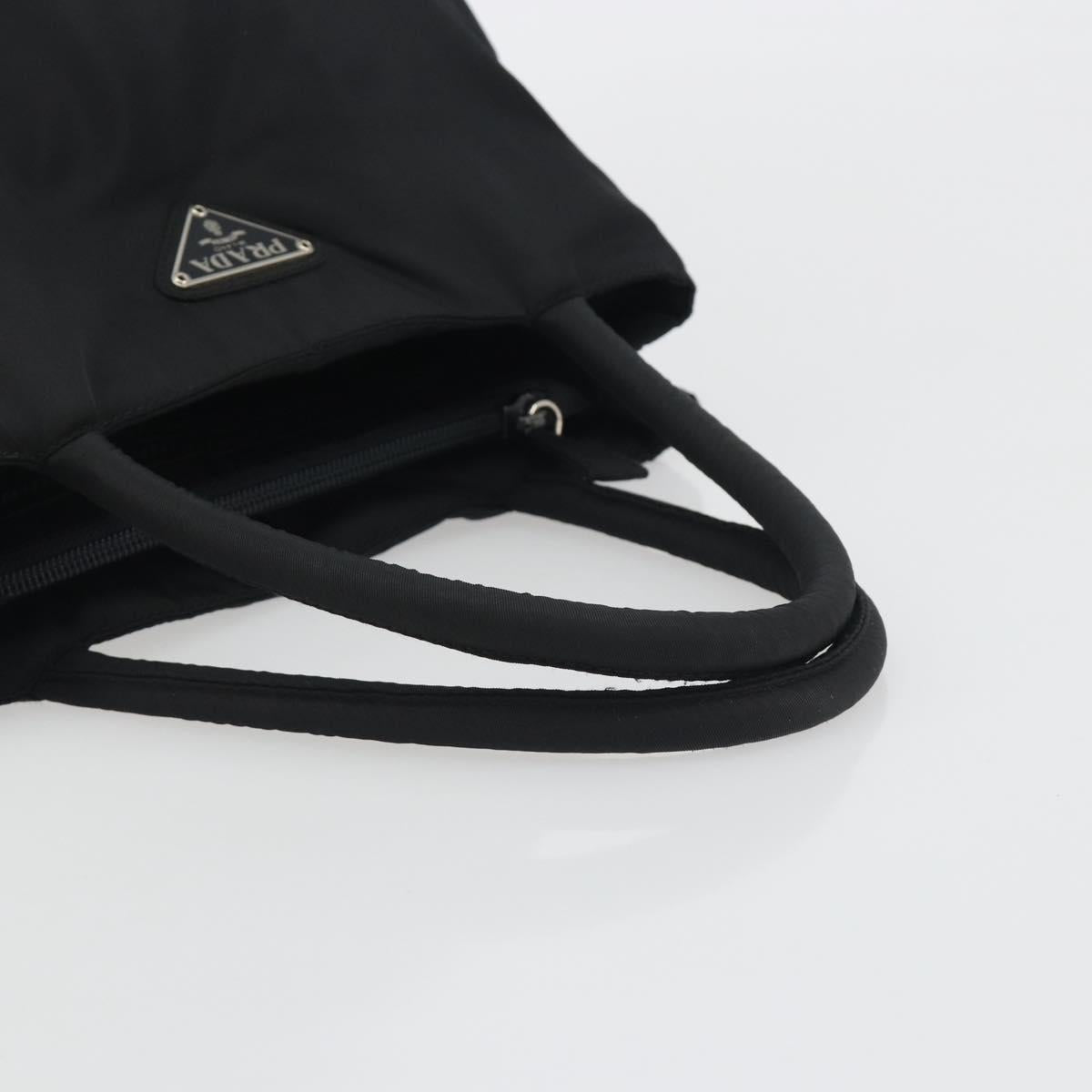 PRADA Hand Bag Nylon Black Silver Auth 194017
