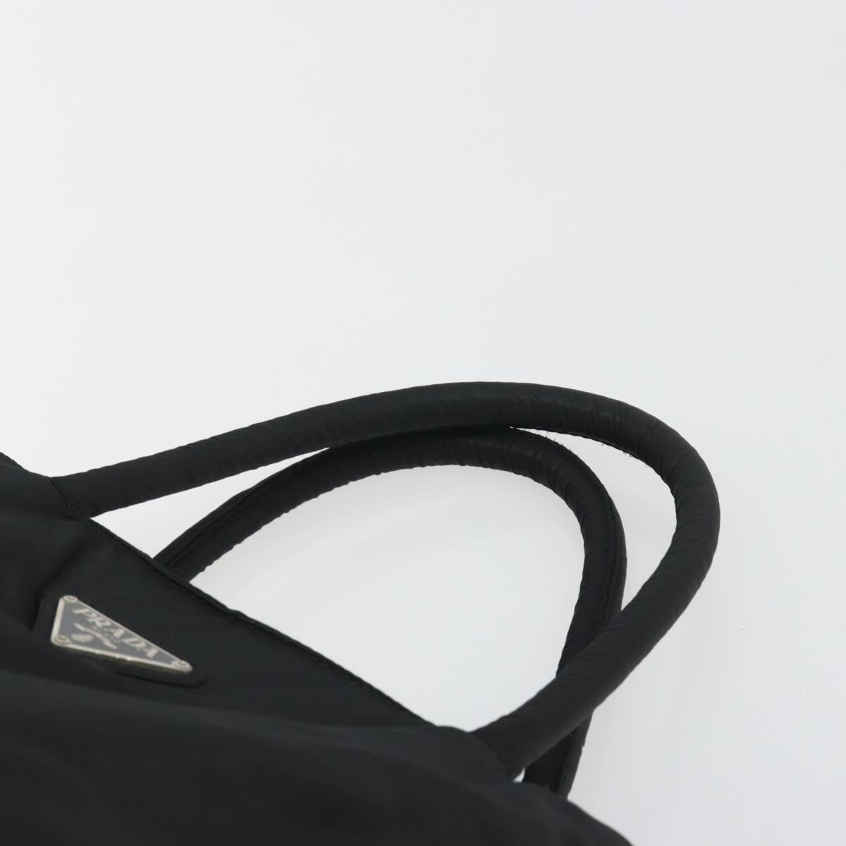 PRADA Hand Bag Nylon Black Silver Auth 194017