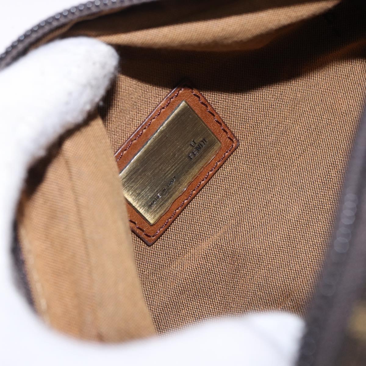 FENDI Zucca Canvas Waist Bag Brown Black Auth 194020A