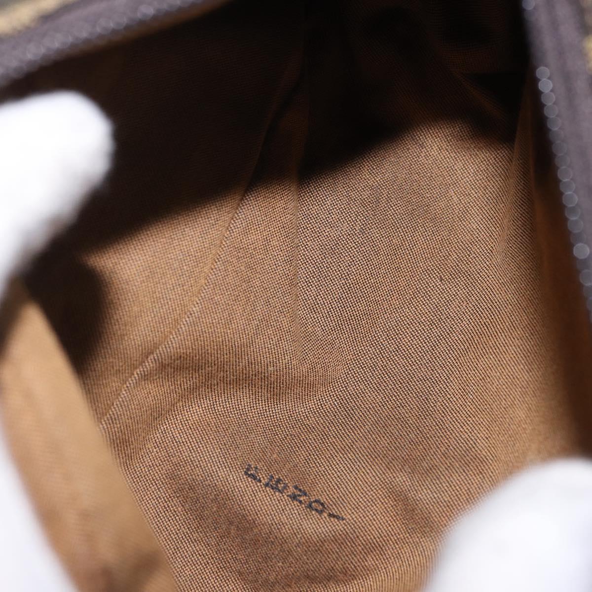 FENDI Zucca Canvas Waist Bag Brown Black Auth 194020A