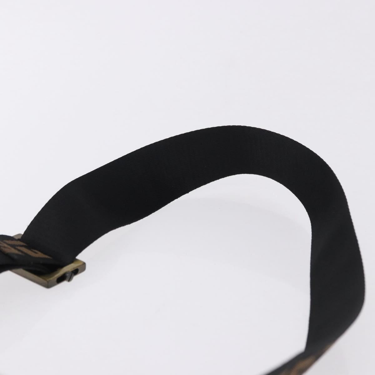 FENDI Zucca Canvas Waist Bag Brown Black Auth 194020A