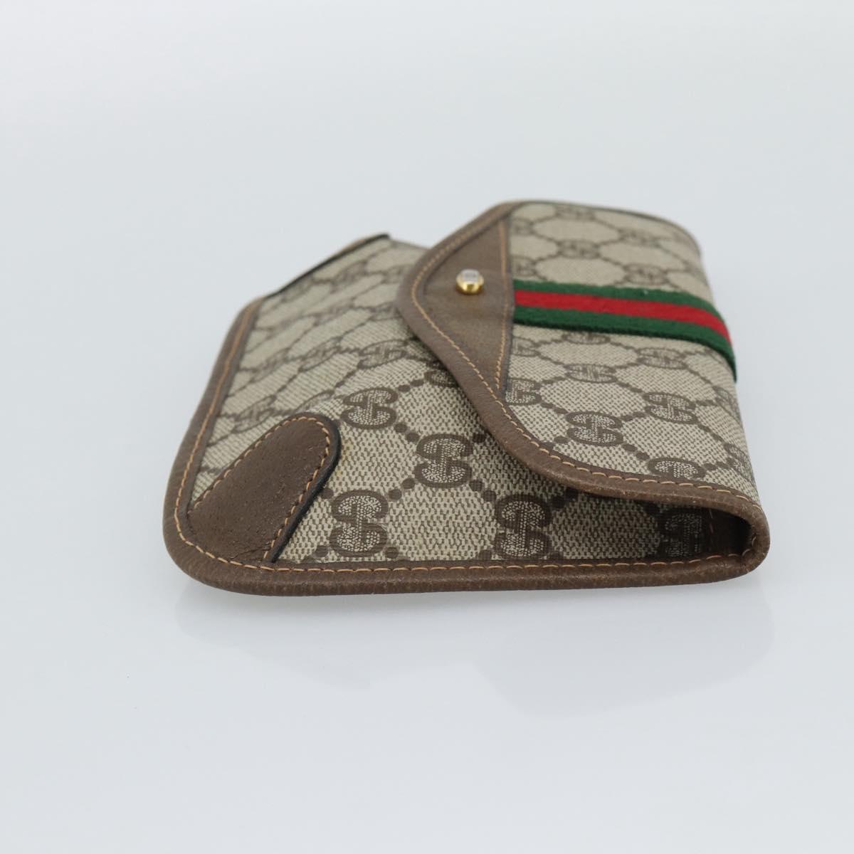 GUCCI GG Supreme Web Sherry Line Pouch PVC Beige Gold 89 01 021 Auth 194021A