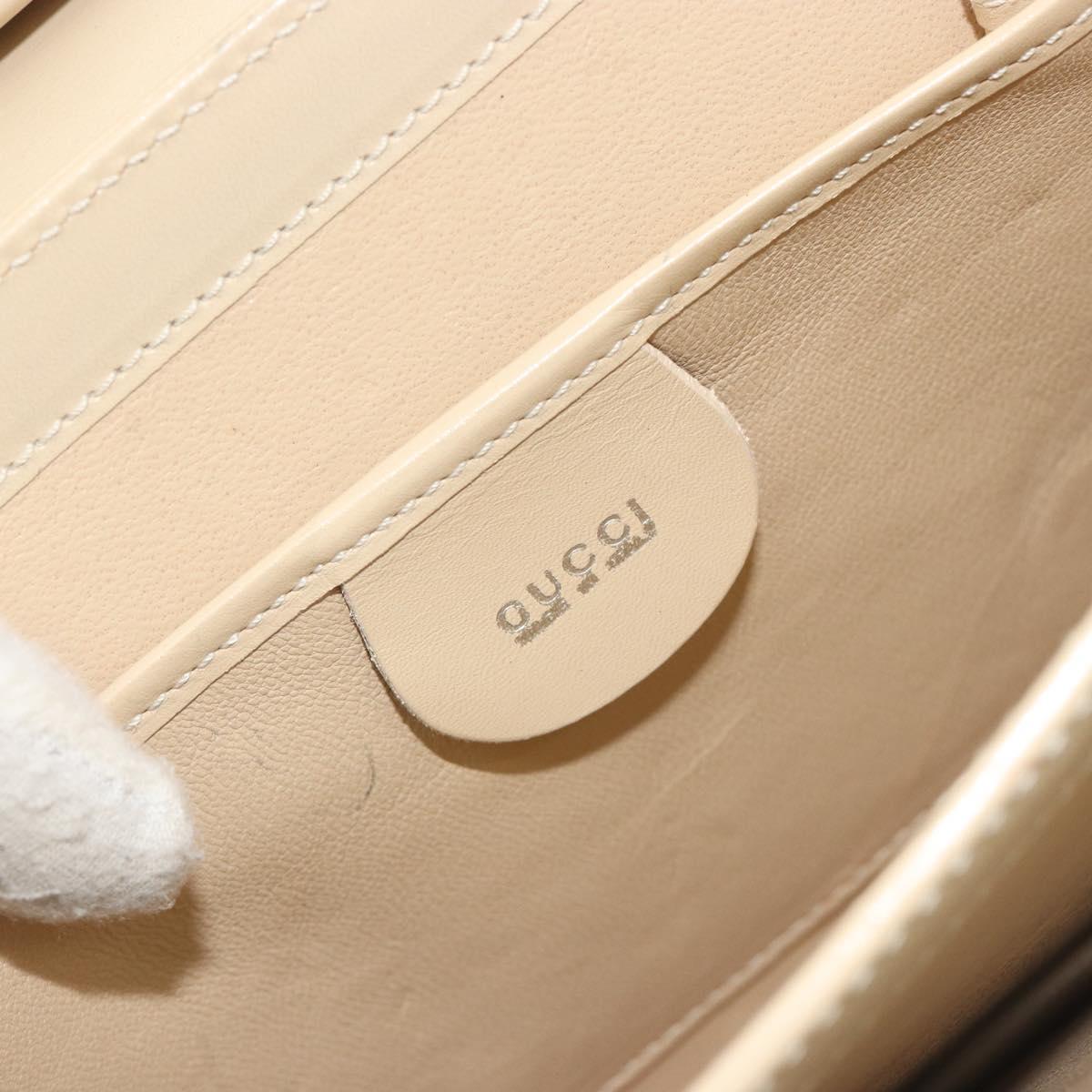 GUCCI Hand Bag Leather Beige Silver 007 406 0265 Auth 194023