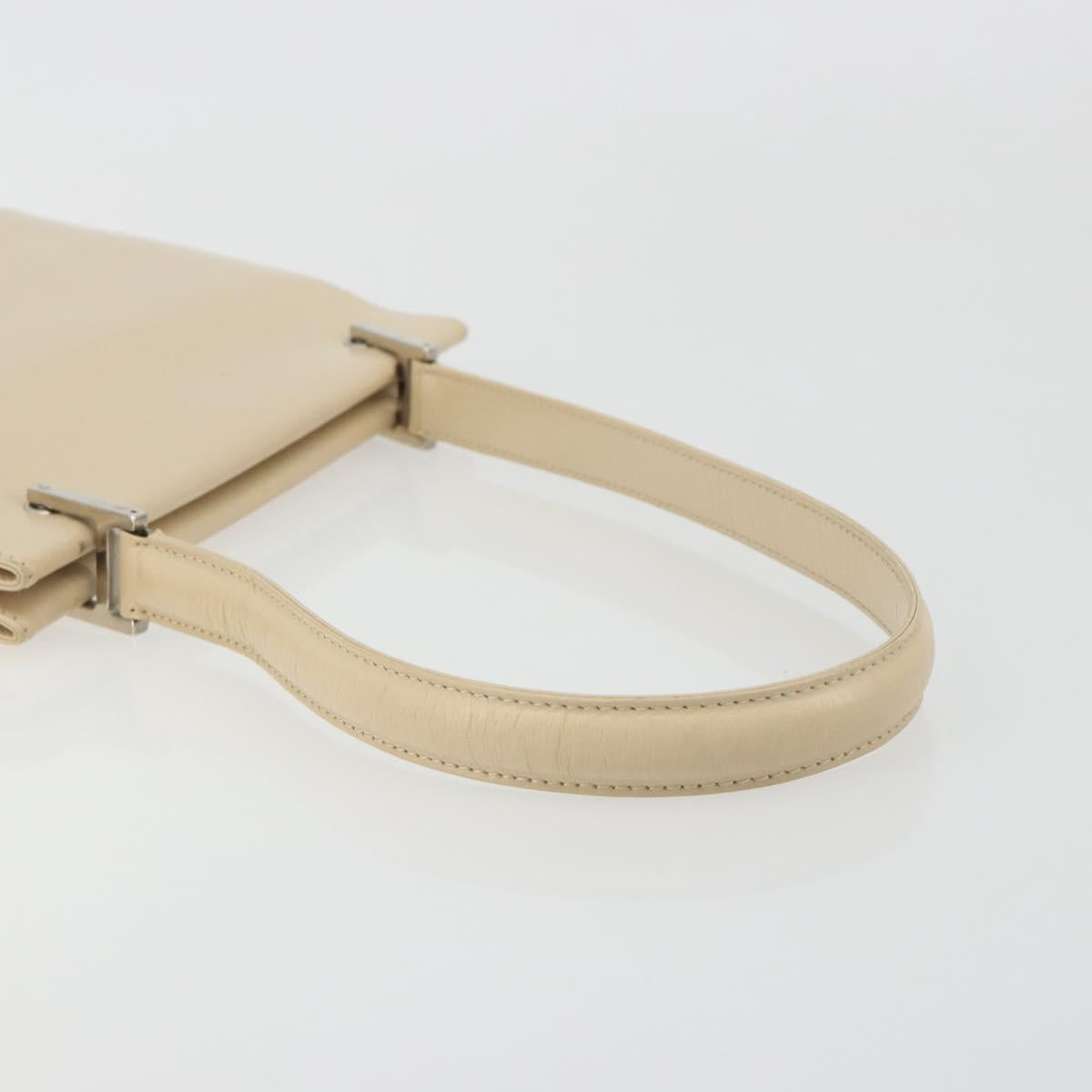 GUCCI Hand Bag Leather Beige Silver 007 406 0265 Auth 194023