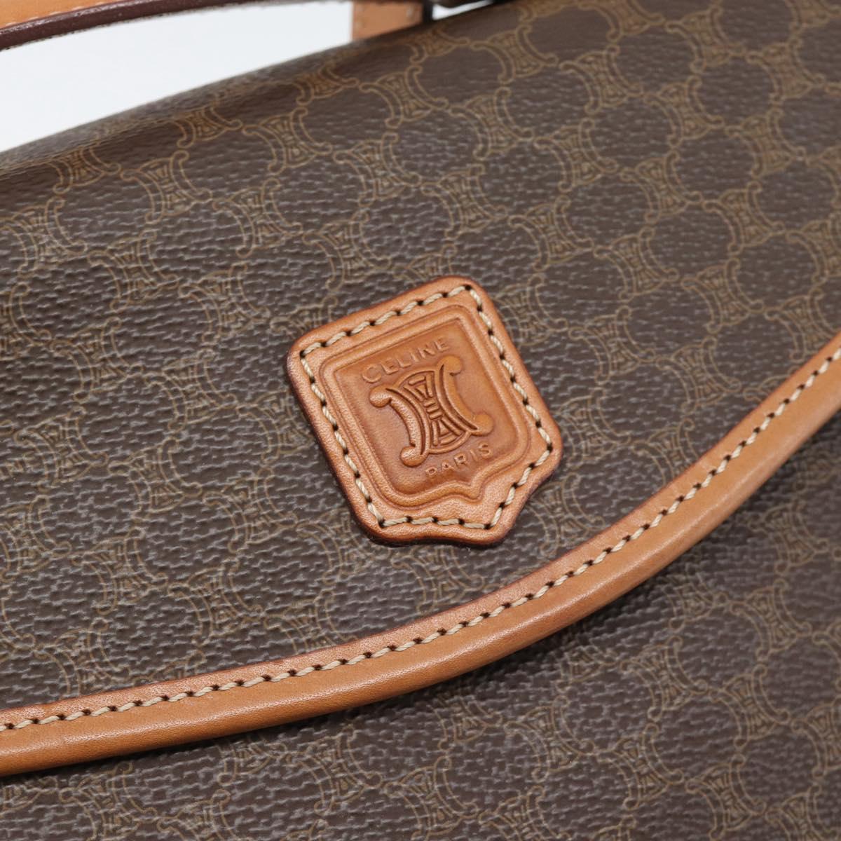 CELINE Macadam Canvas Hand Bag PVC Leather 2way Brown Gold Auth 194025V