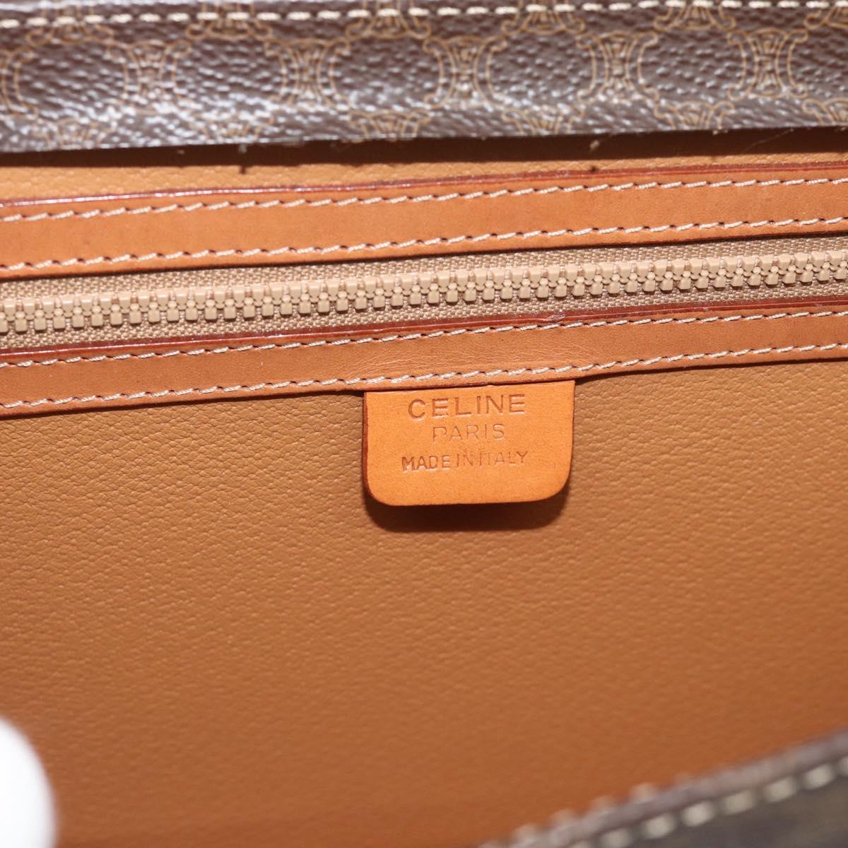 CELINE Macadam Canvas Hand Bag PVC Leather 2way Brown Gold Auth 194025V