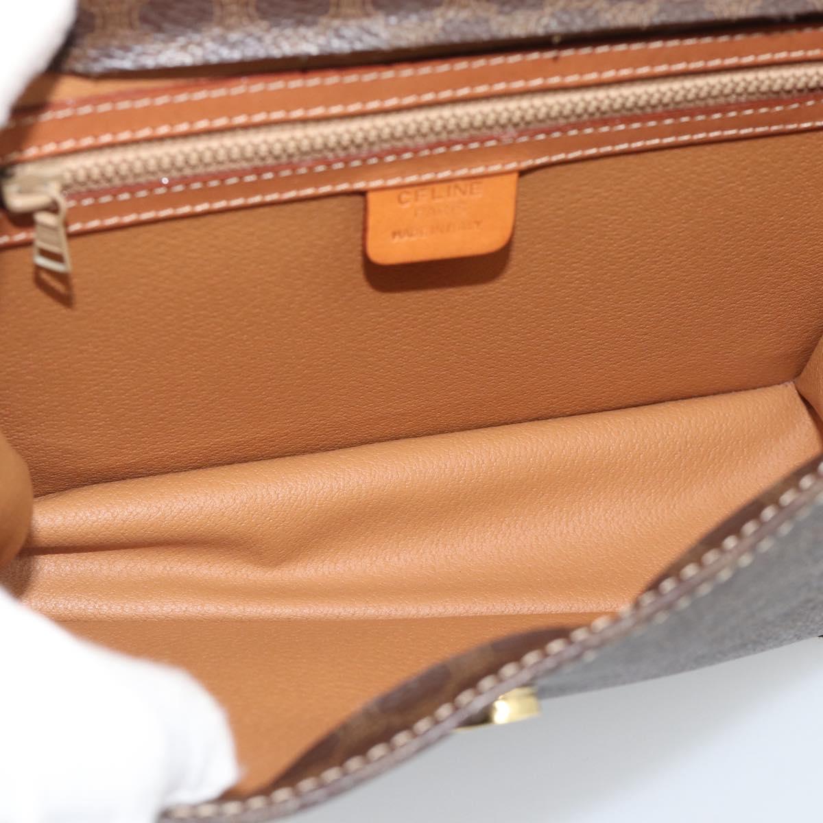 CELINE Macadam Canvas Hand Bag PVC Leather 2way Brown Gold Auth 194025V