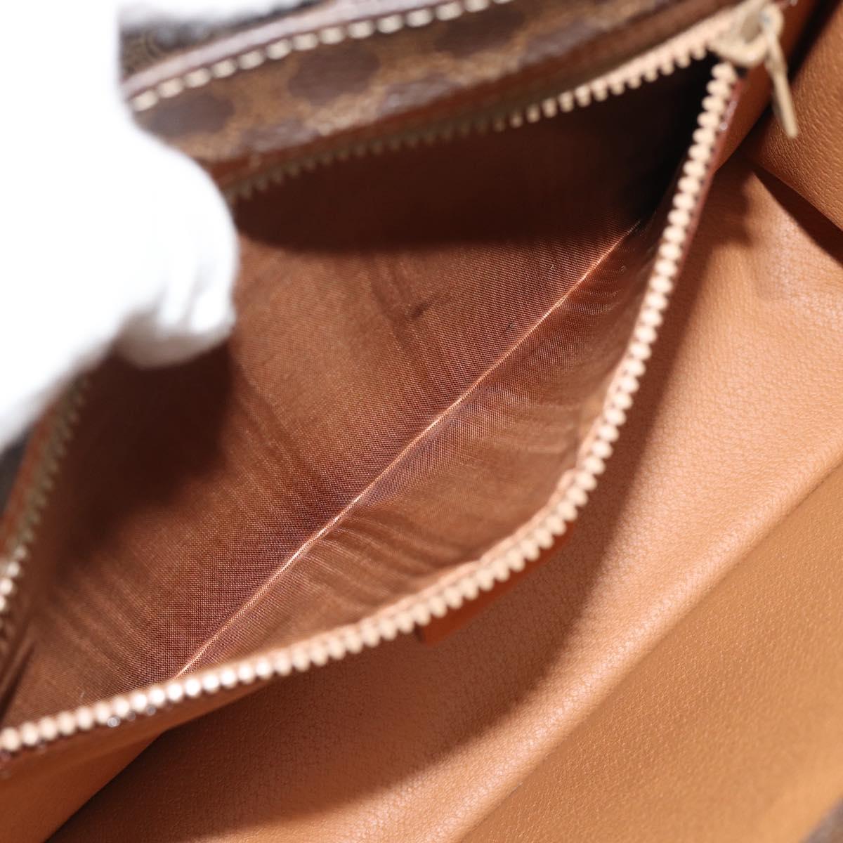 CELINE Macadam Canvas Hand Bag PVC Leather 2way Brown Gold Auth 194025V