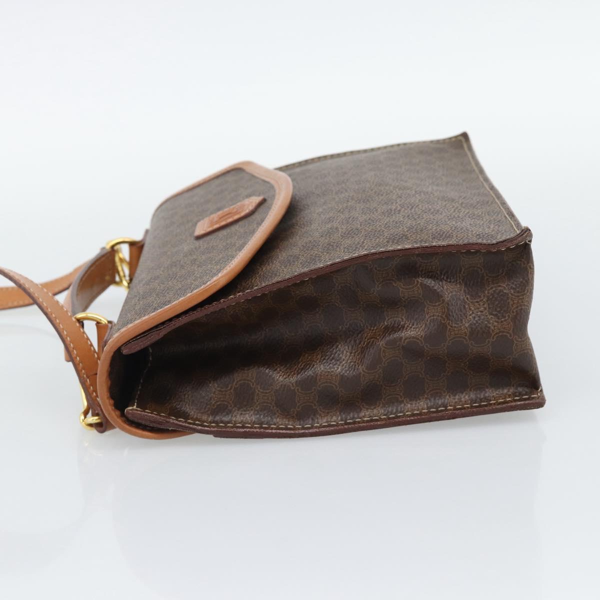 CELINE Macadam Canvas Hand Bag PVC Leather 2way Brown Gold Auth 194025V