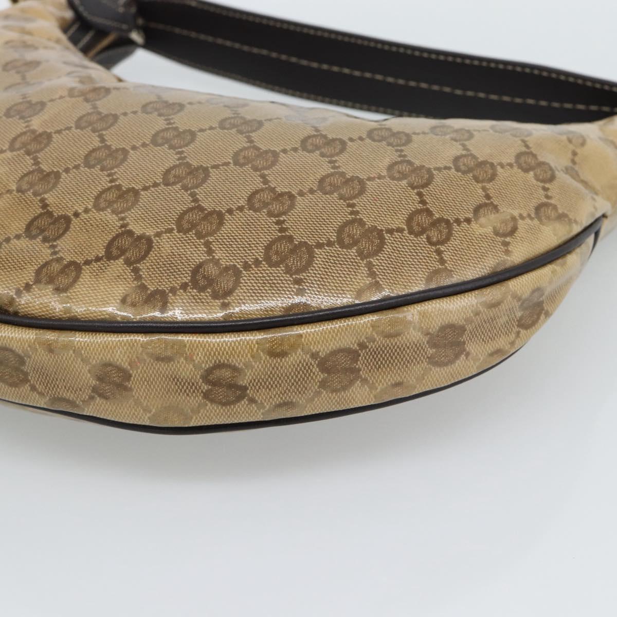 GUCCI GG Crystal Shoulder Bag Coated Canvas Beige Gold 181493 Auth 194027