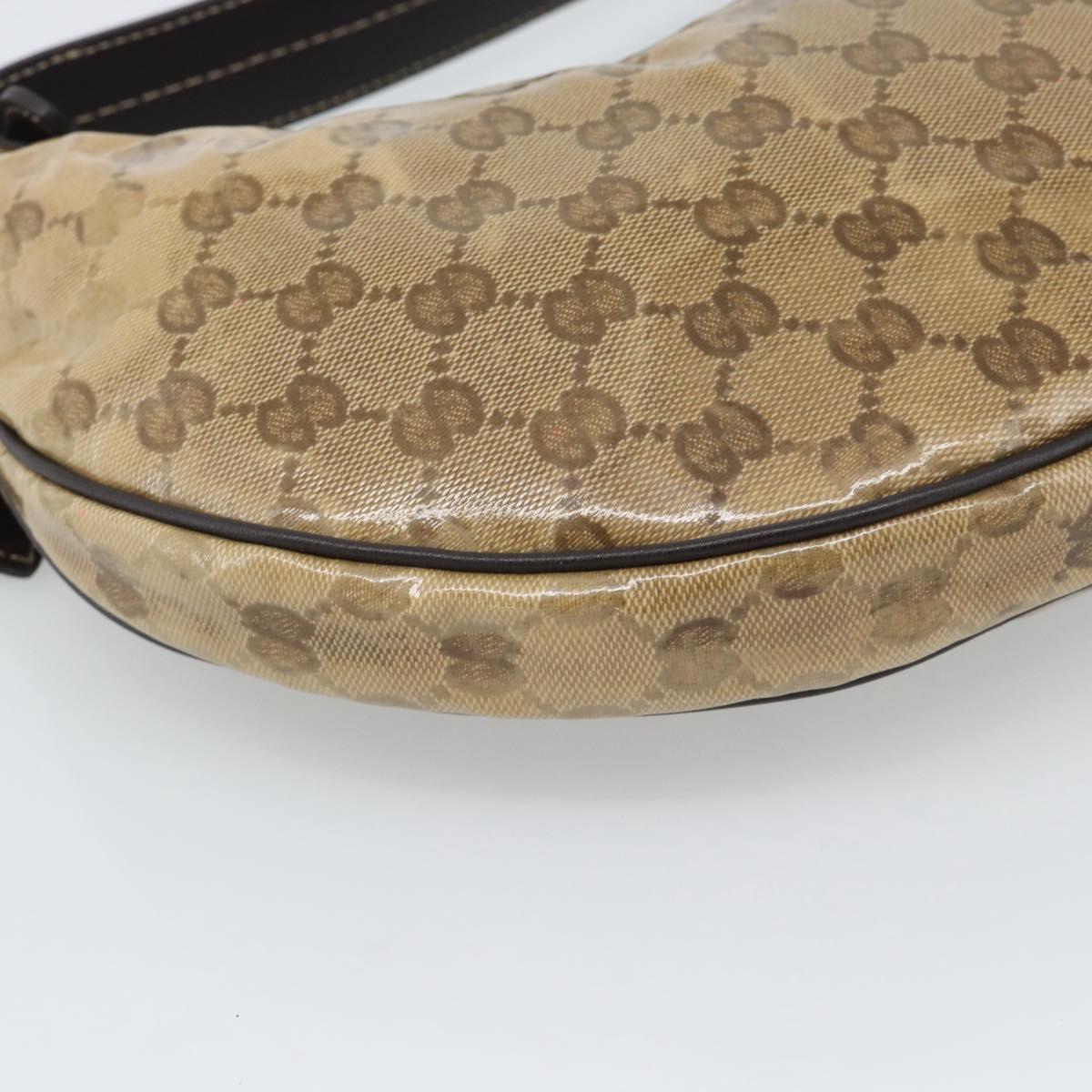 GUCCI GG Crystal Shoulder Bag Coated Canvas Beige Gold 181493 Auth 194027