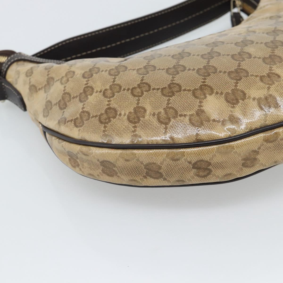GUCCI GG Crystal Shoulder Bag Coated Canvas Beige Gold 181493 Auth 194027