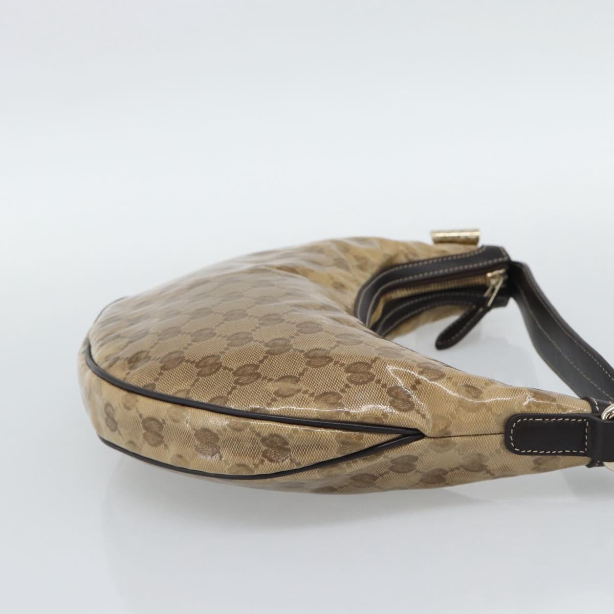 GUCCI GG Crystal Shoulder Bag Coated Canvas Beige Gold 181493 Auth 194027