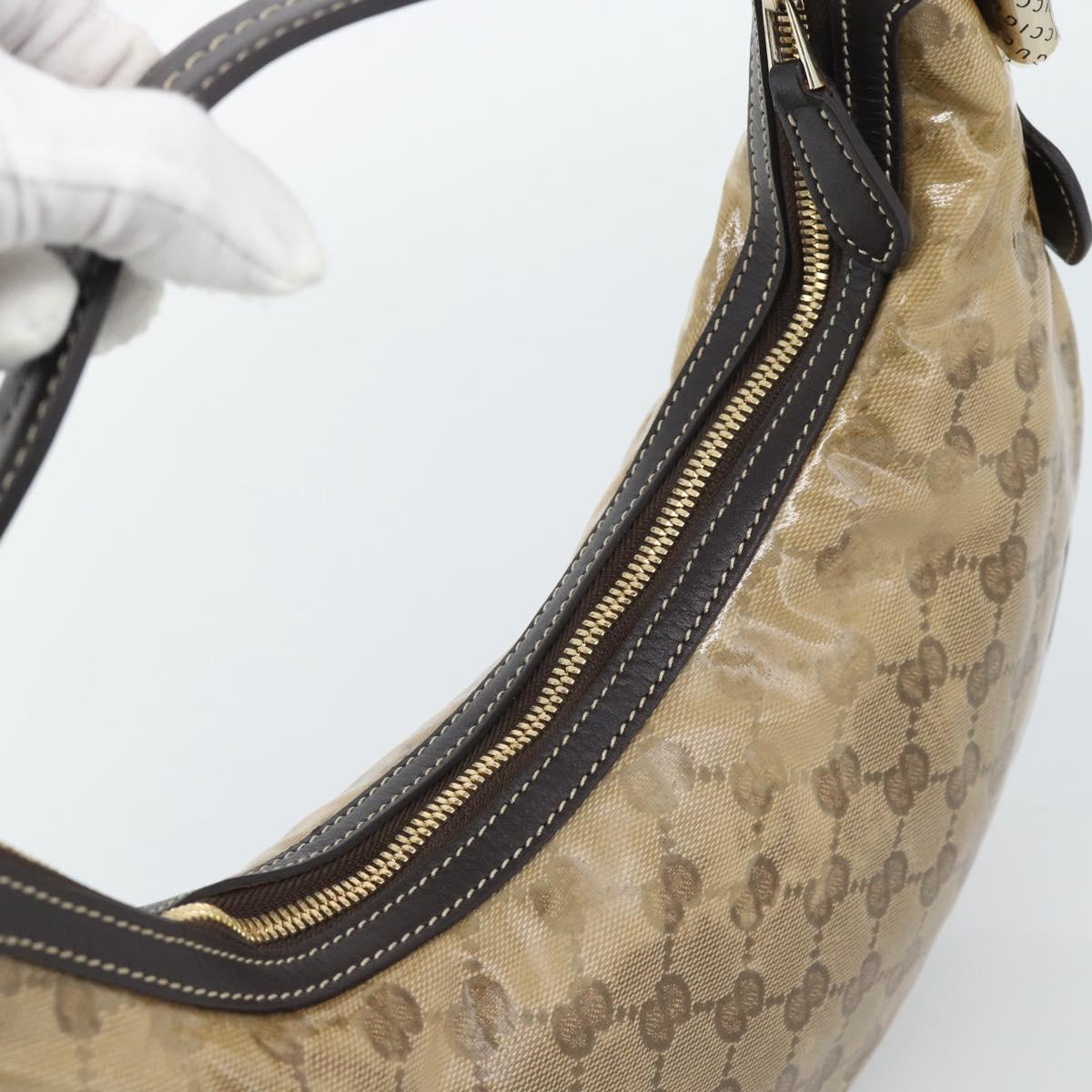 GUCCI GG Crystal Shoulder Bag Coated Canvas Beige Gold 181493 Auth 194027
