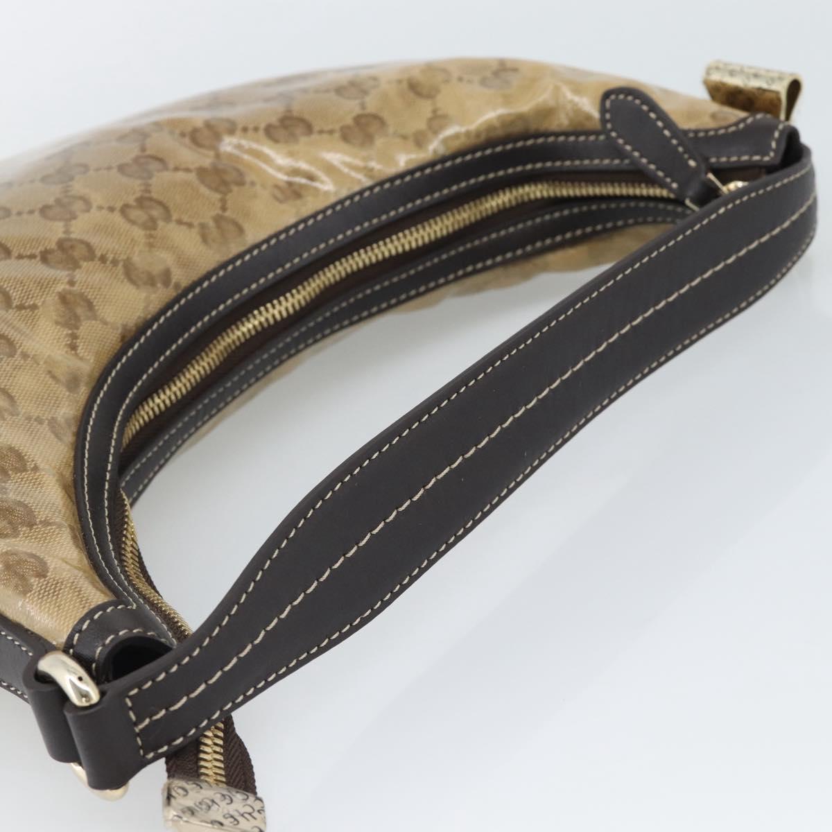 GUCCI GG Crystal Shoulder Bag Coated Canvas Beige Gold 181493 Auth 194027