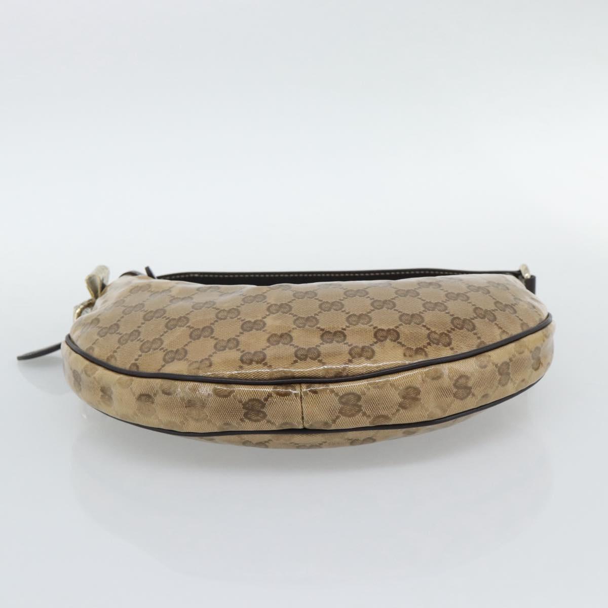GUCCI GG Crystal Shoulder Bag Coated Canvas Beige Gold 181493 Auth 194027
