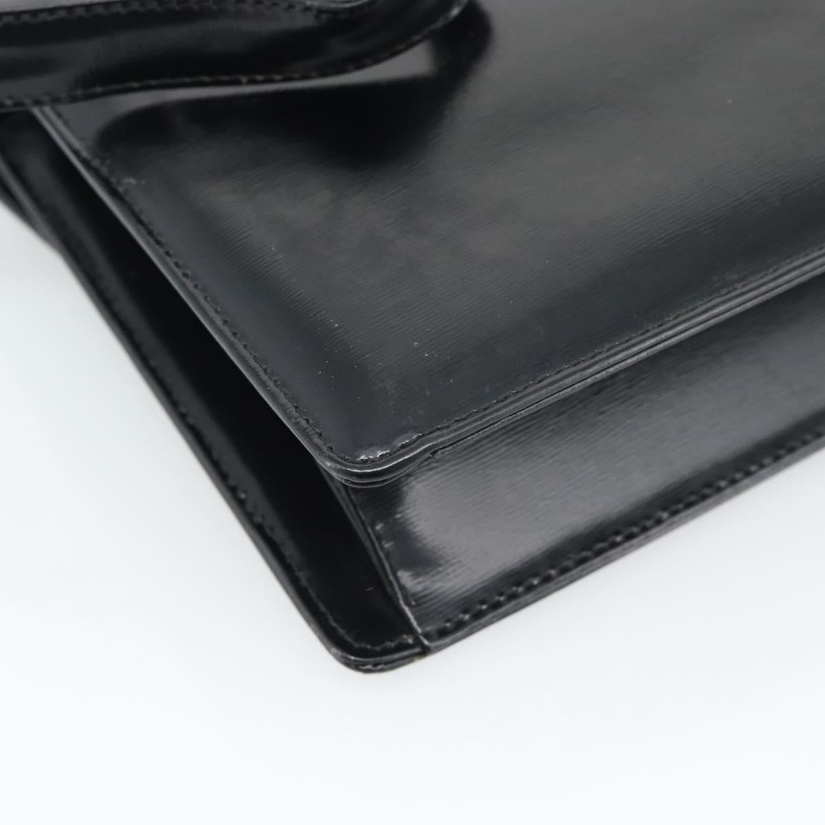 SAINT LAURENT Shoulder Bag Leather Black Gold Auth 194029
