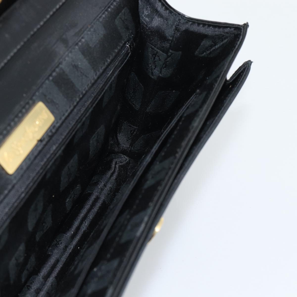 SAINT LAURENT Shoulder Bag Leather Black Gold Auth 194029