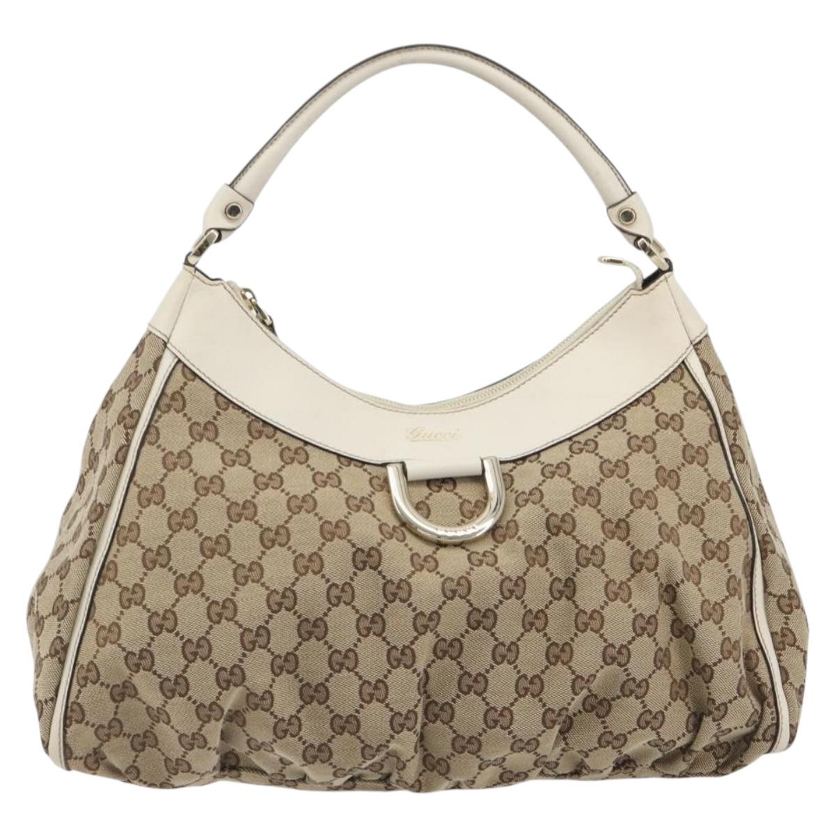 GUCCI GG Canvas Abbey Shoulder Bag Beige Gold 189833 Auth 194033V