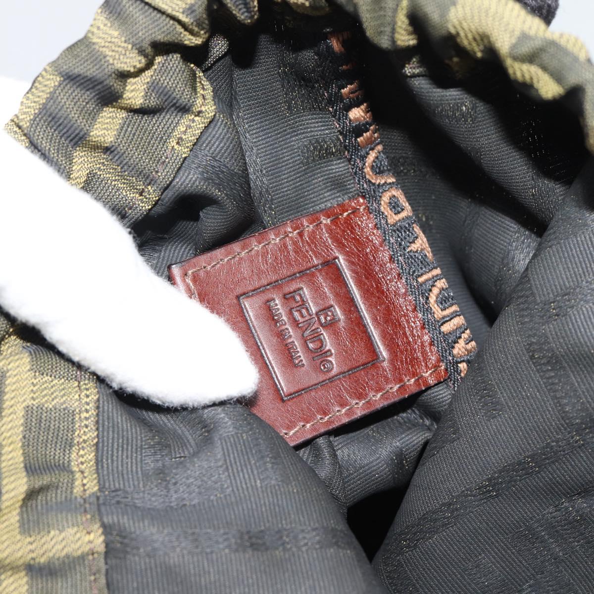 FENDI Zucca Canvas Pouch Black Brown Auth 194034A