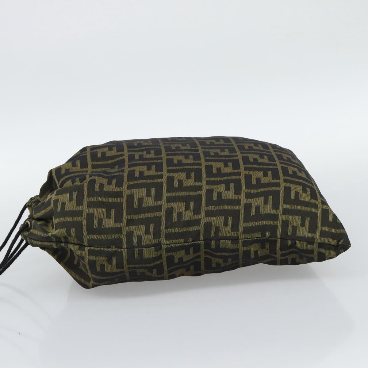FENDI Zucca Canvas Pouch Black Brown Auth 194034A