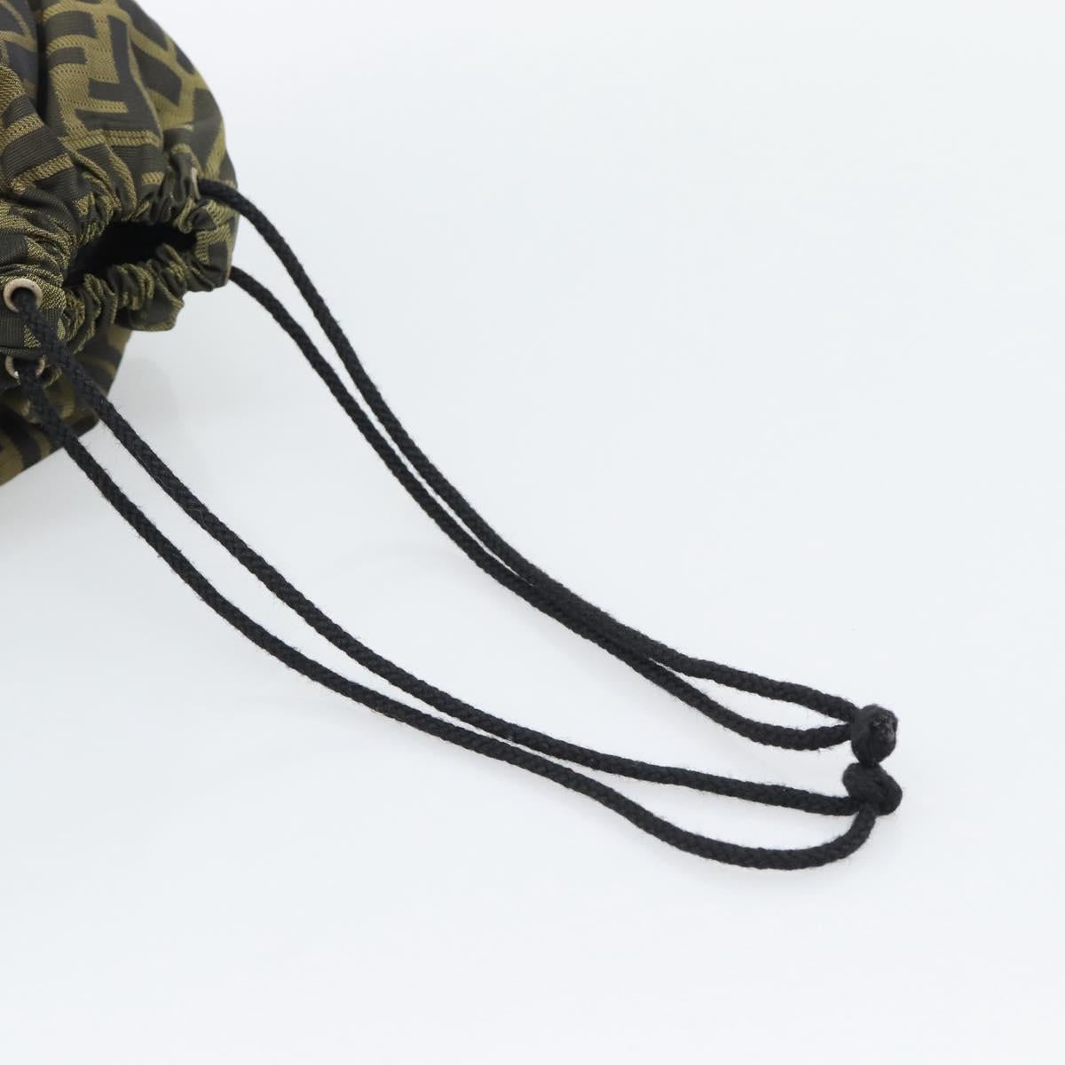 FENDI Zucca Canvas Pouch Black Brown Auth 194034A