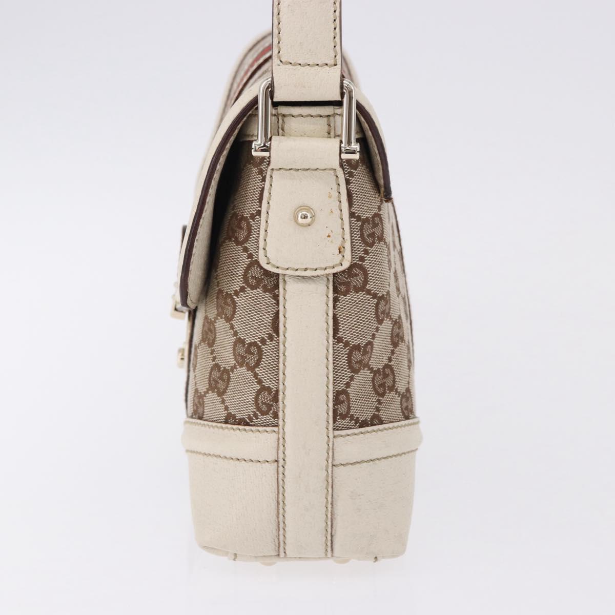 GUCCI GG Canvas Web Sherry Line Hand Bag Beige Gold 145999 Auth 194036V