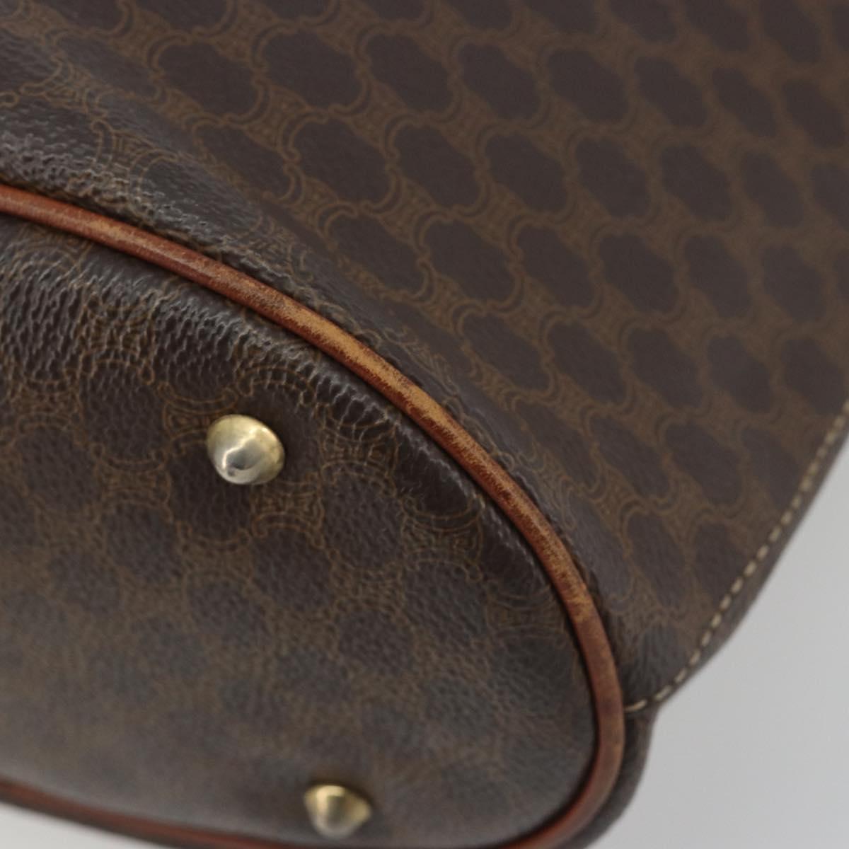 CELINE Macadam Canvas Tote Bag PVC Leather Brown Gold Auth 194037
