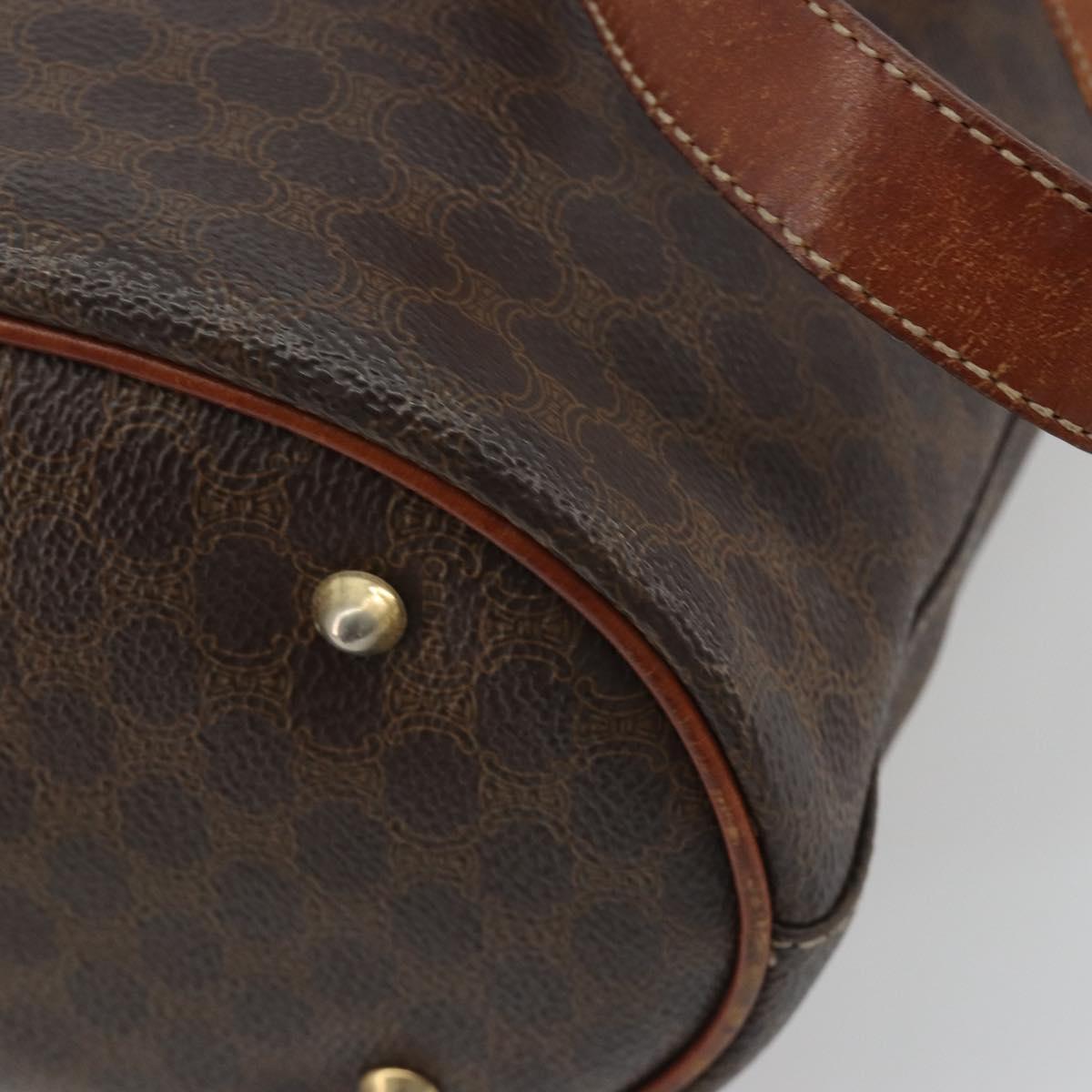 CELINE Macadam Canvas Tote Bag PVC Leather Brown Gold Auth 194037