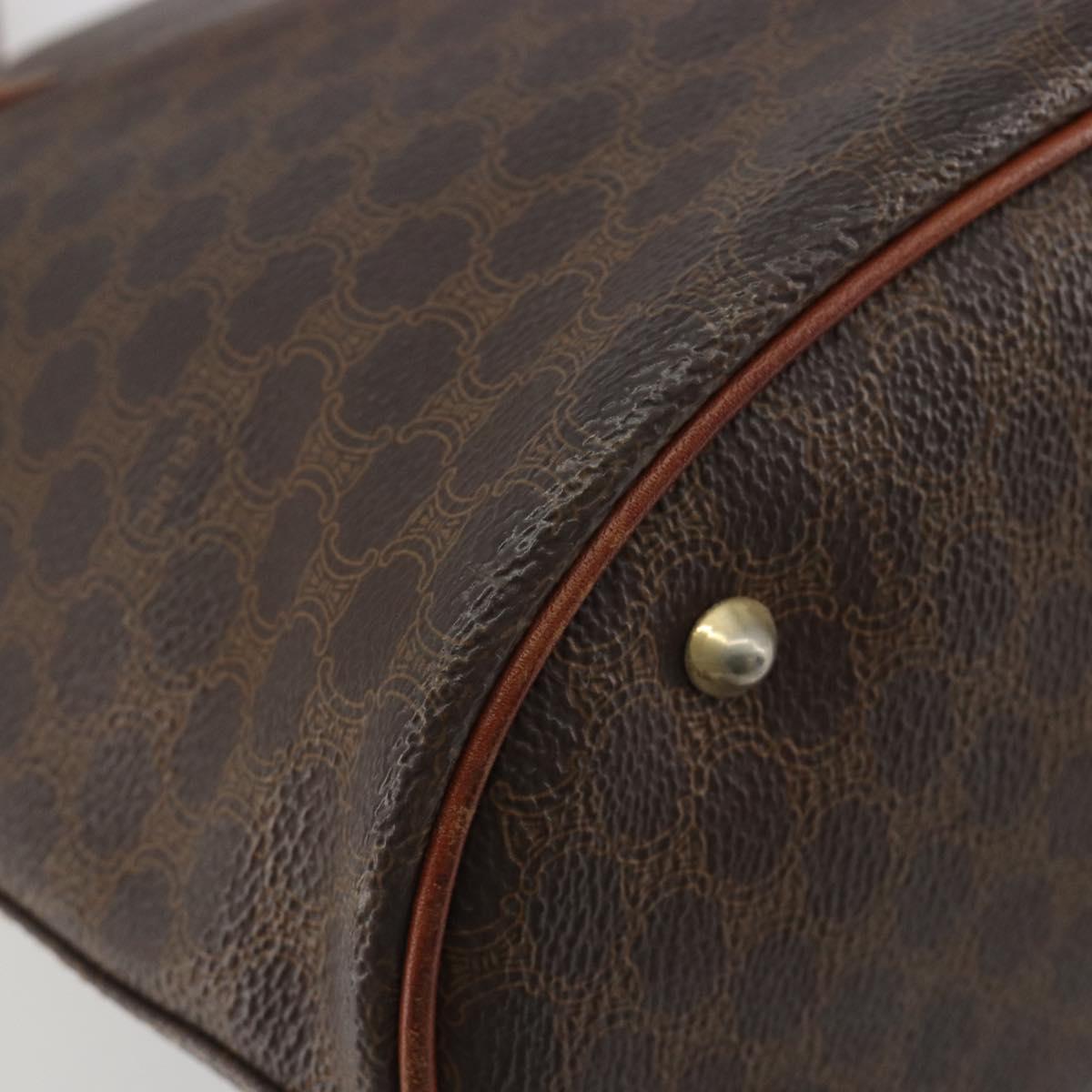 CELINE Macadam Canvas Tote Bag PVC Leather Brown Gold Auth 194037